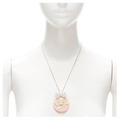 LE BIJOUX DE SOPHIE pink Barocco skull crystal bow pendant silver necklace