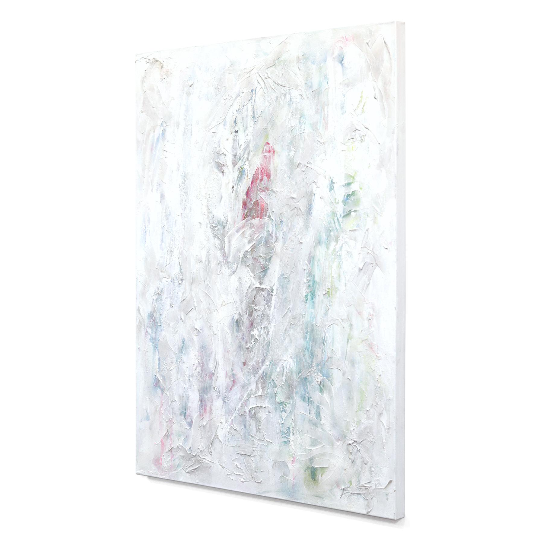 Haughty - Textural Zeitgenössische Abstrakte Minimalistische Kühle Töne Malerei auf Leinwand im Angebot 2