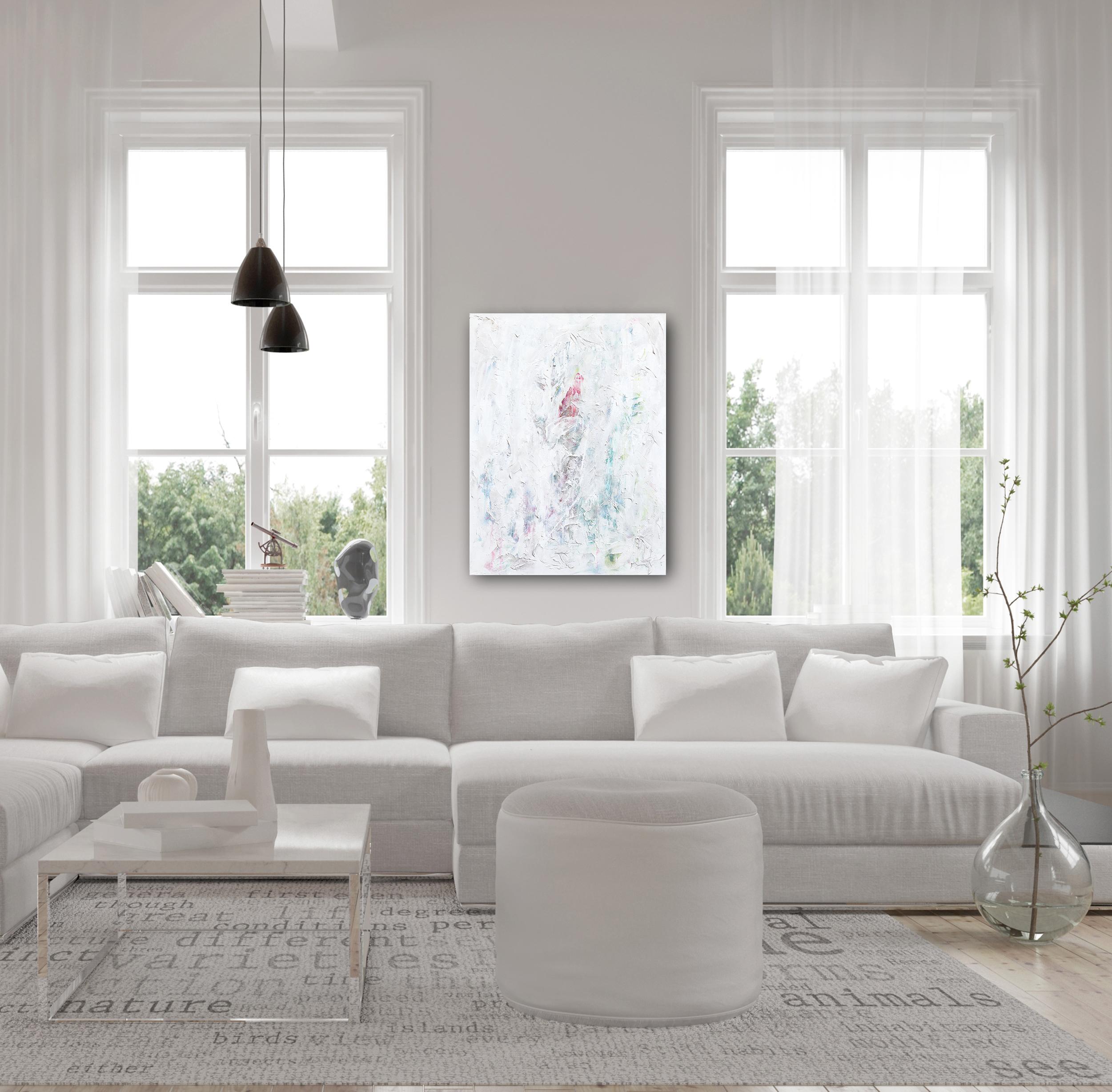 Haughty - Textural Zeitgenössische Abstrakte Minimalistische Kühle Töne Malerei auf Leinwand im Angebot 4
