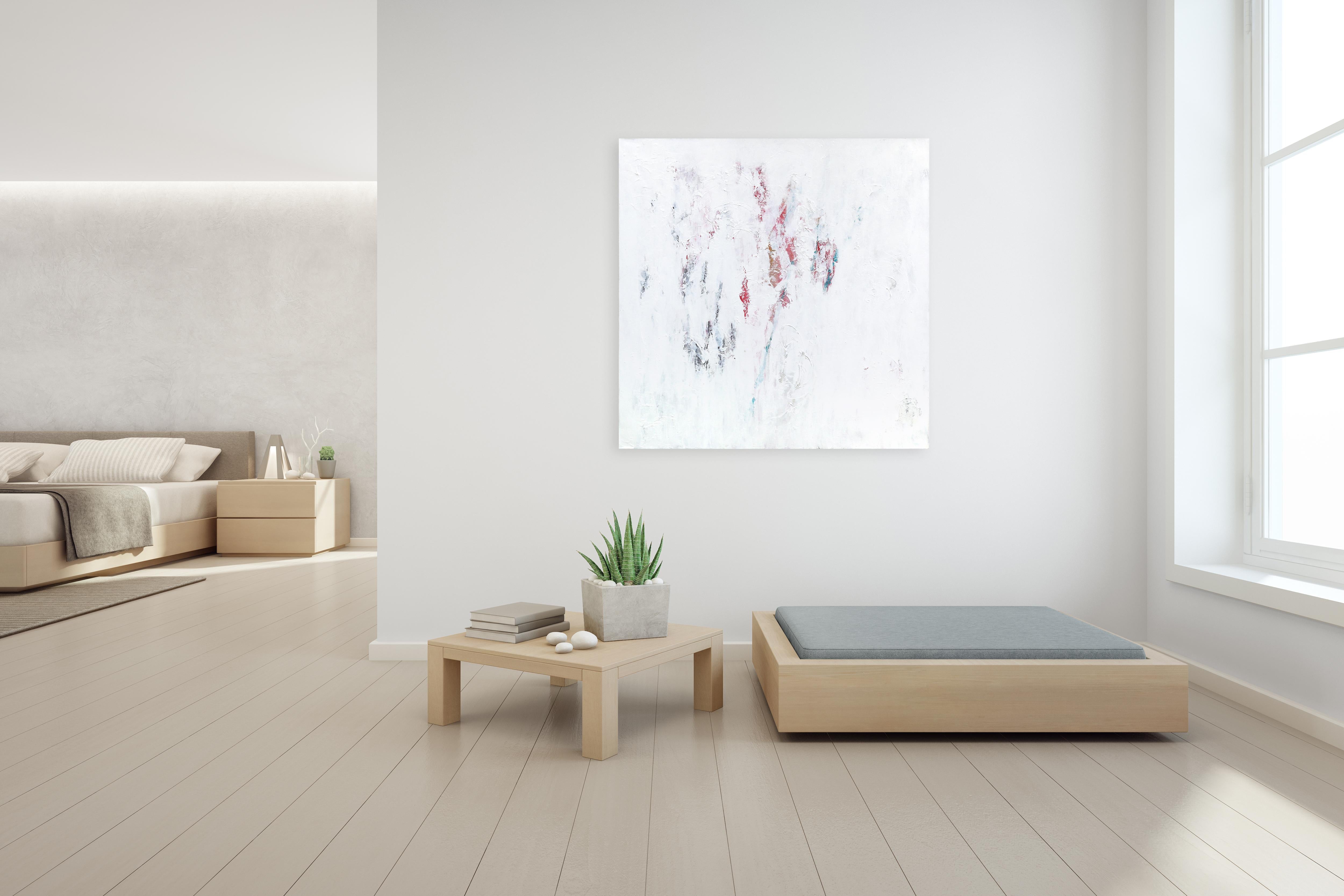Reverie - Pittura astratta originale con texture a strati bianchi, contemporanea e minimale in vendita 3