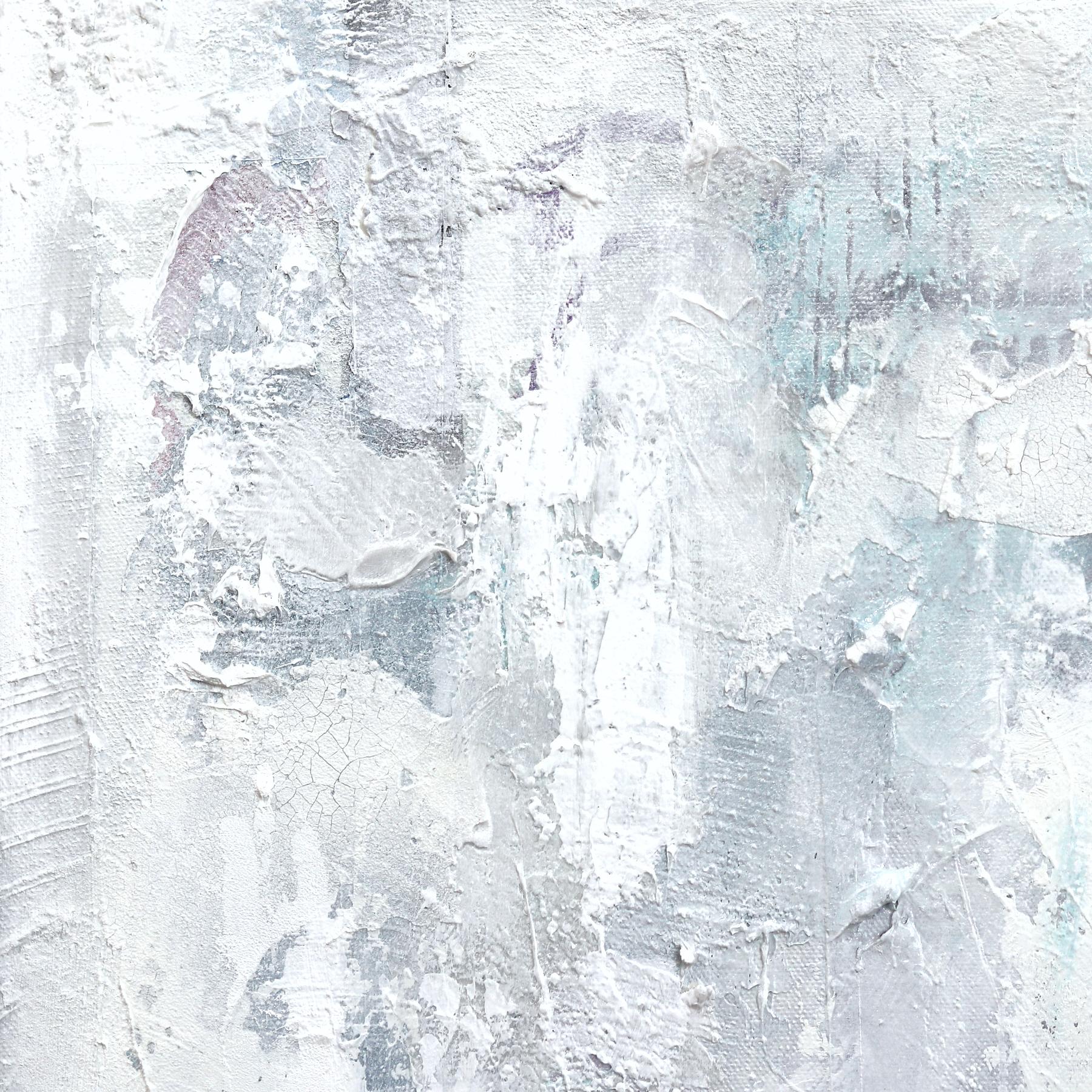 Stormy - Textural Zeitgenössische Abstrakte Minimalistische Blaue Töne Malerei auf Leinwand im Angebot 1