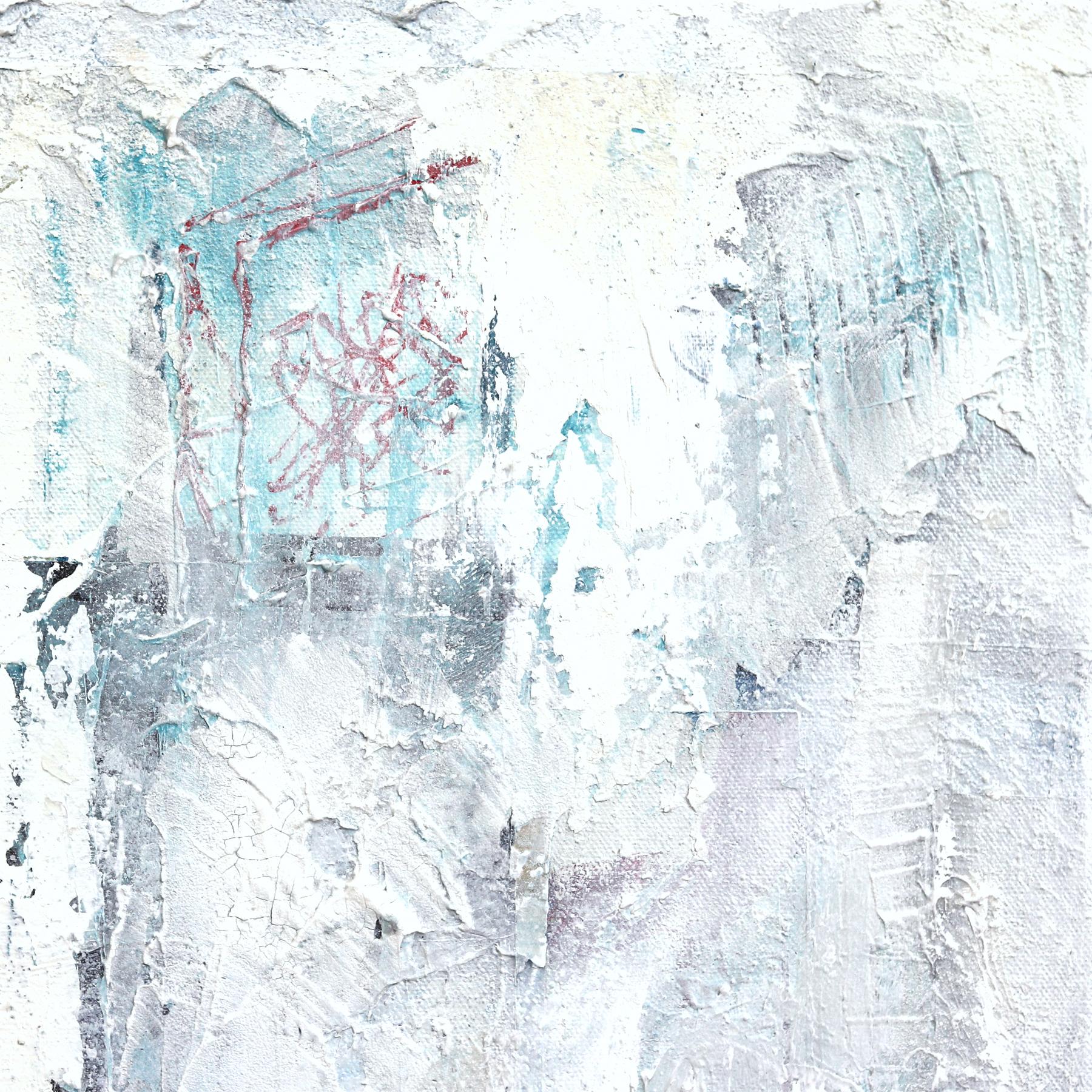 Stormy - Textural Zeitgenössische Abstrakte Minimalistische Blaue Töne Malerei auf Leinwand im Angebot 3