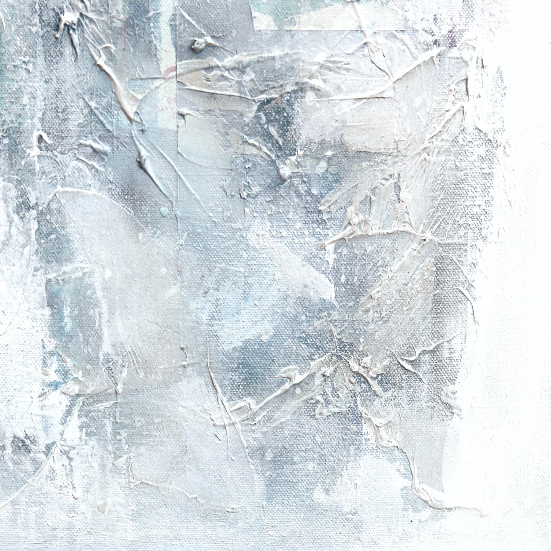 Stormy - Textural Zeitgenössische Abstrakte Minimalistische Blaue Töne Malerei auf Leinwand im Angebot 6
