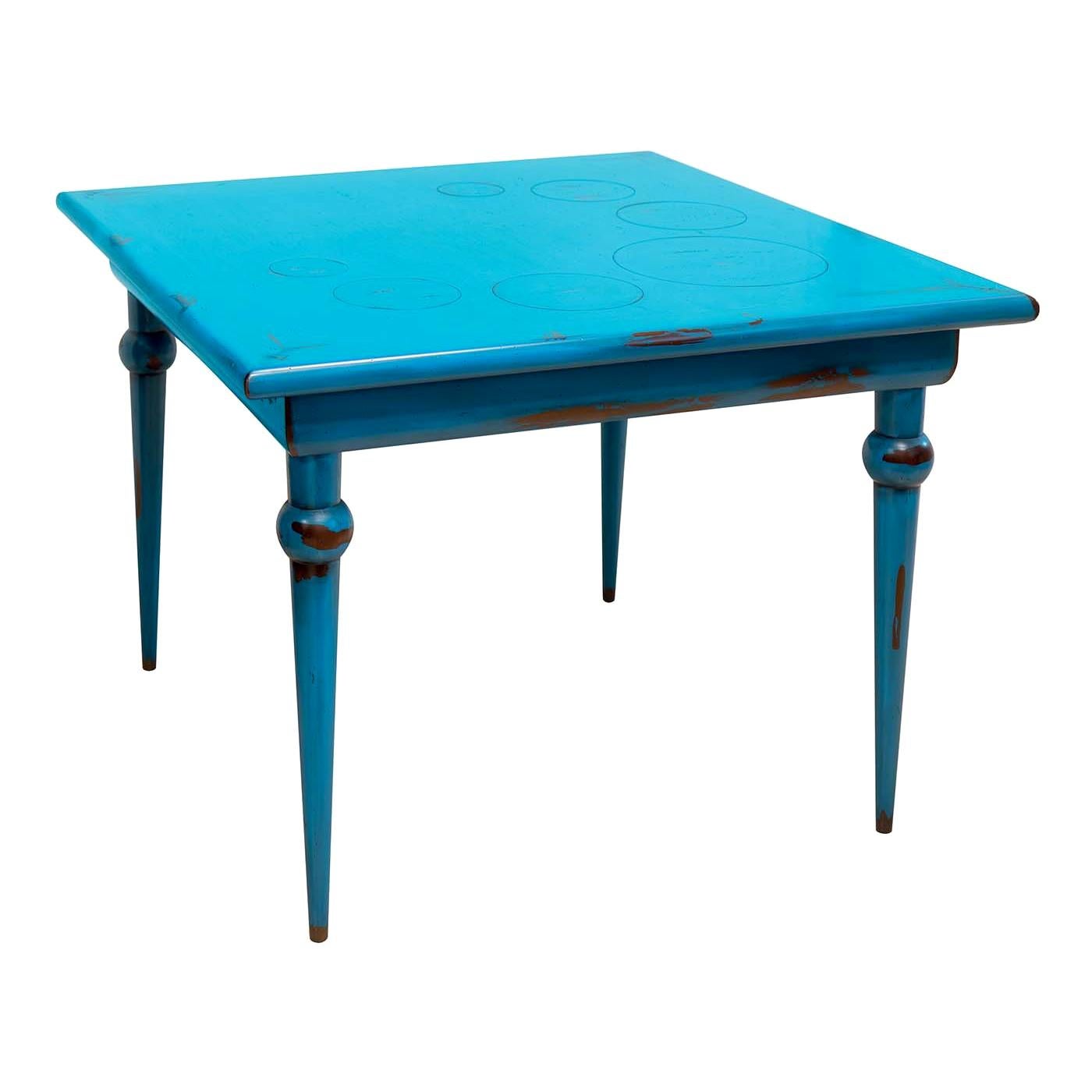 Table carrée bleue Le Bolle