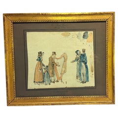 Le Bon Genre, Planche No. 100: "Mounito" by Louis-Marie Lanté 19th C. Watercolor