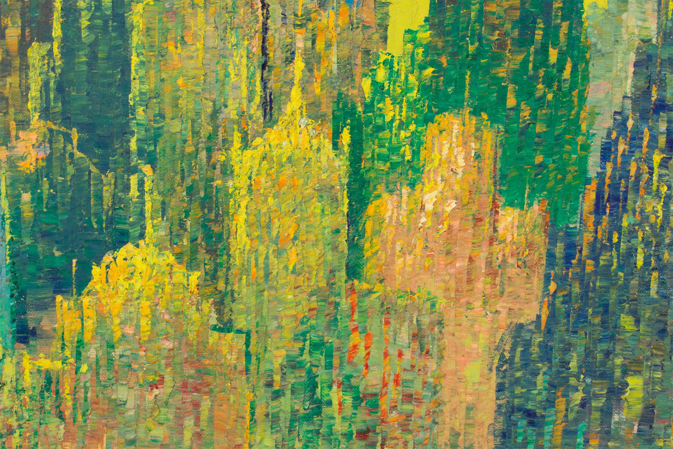 Pointillism Skyscrapers Cityscape Pittura olio su tela di Le Boreux in vendita 7