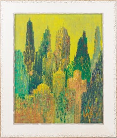 Paisaje urbano puntillista Rascacielos Pintura al óleo sobre lienzo de Le Boreux