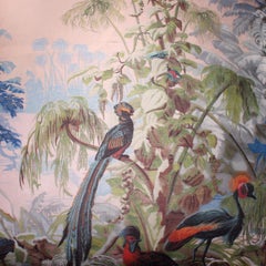 "Le Bresil Birds" Silk Throw Pillow by Zuber