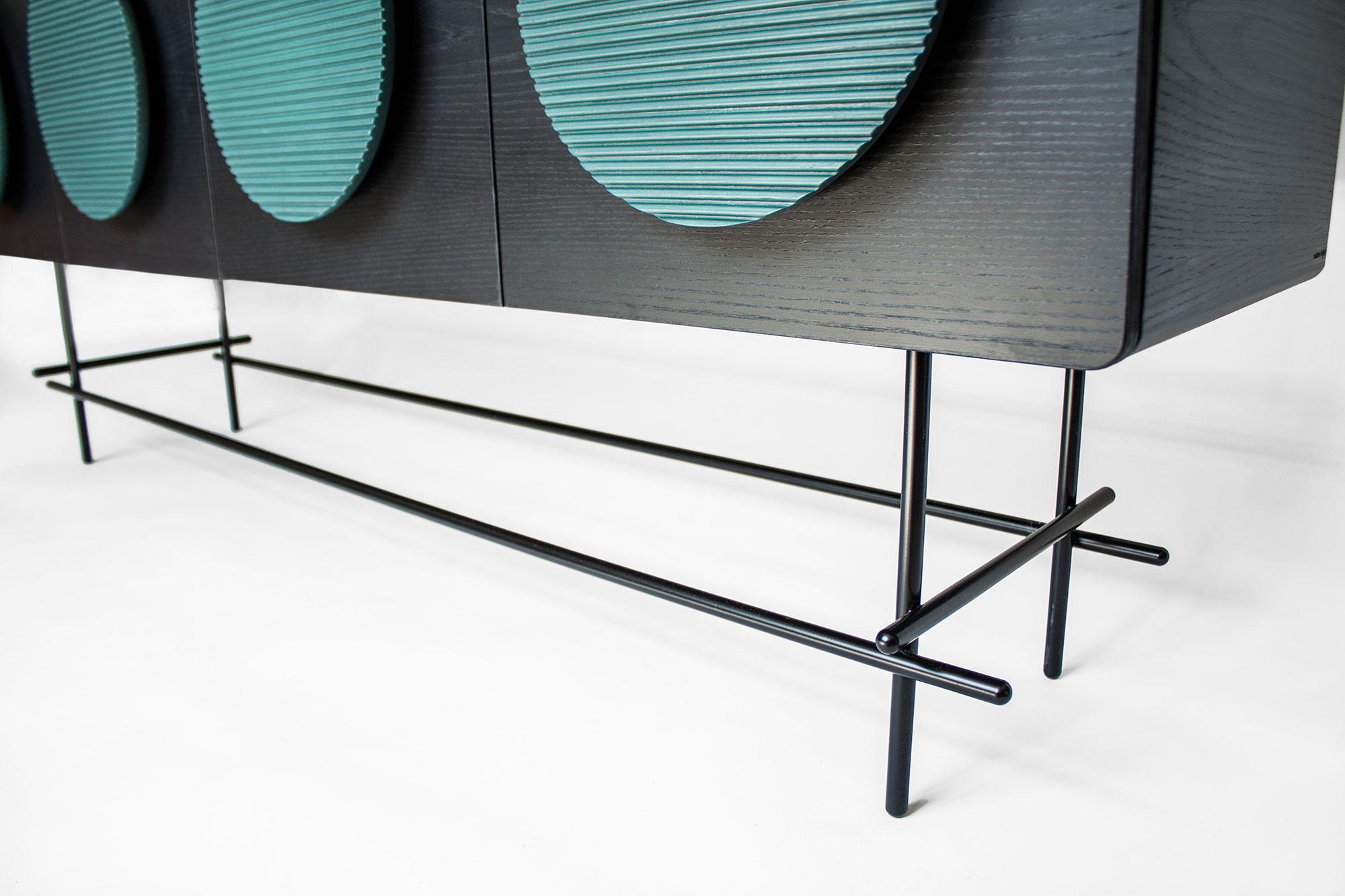 Hand-Carved Le Buffet, Contemporary buffet in Ash wood, quartz and metal by Nadine Hajjar For Sale