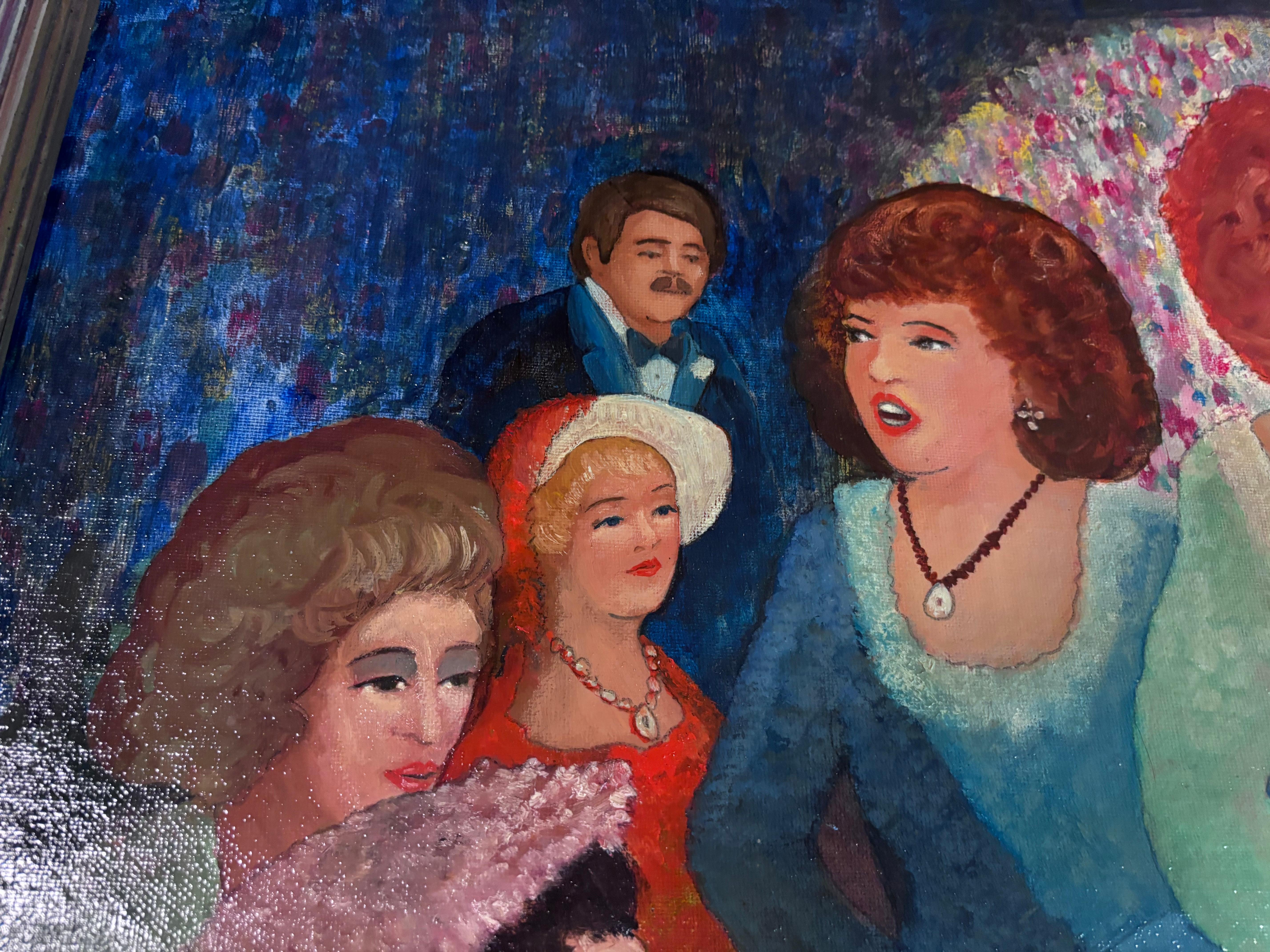 Le Cage Au Folle Unique Painting Self Taught Folk Artist Gloria Laposka 1987 For Sale 2