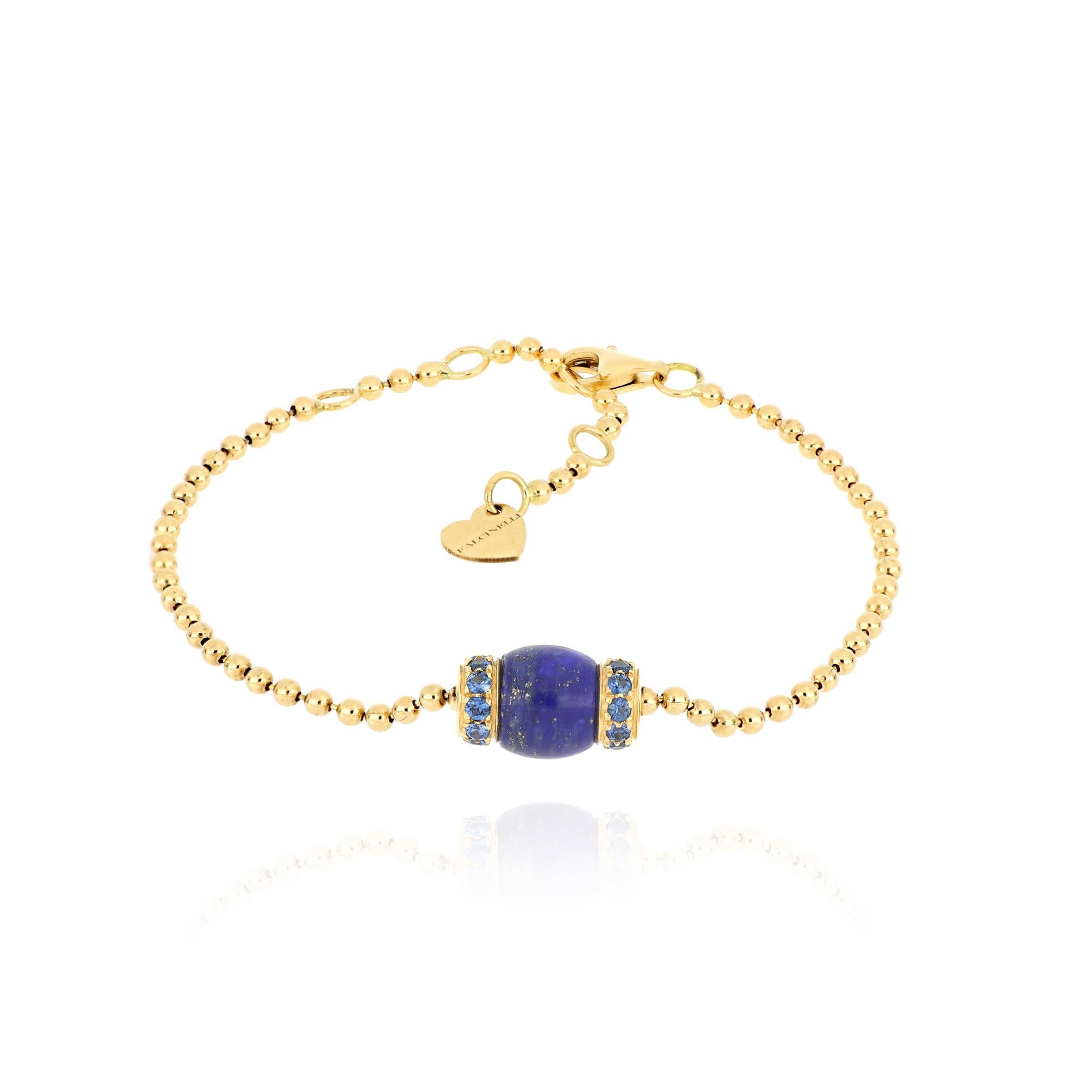 Cabochon Le Carrousel Bracelet Lapis lazuli and Blue Sapphires For Sale