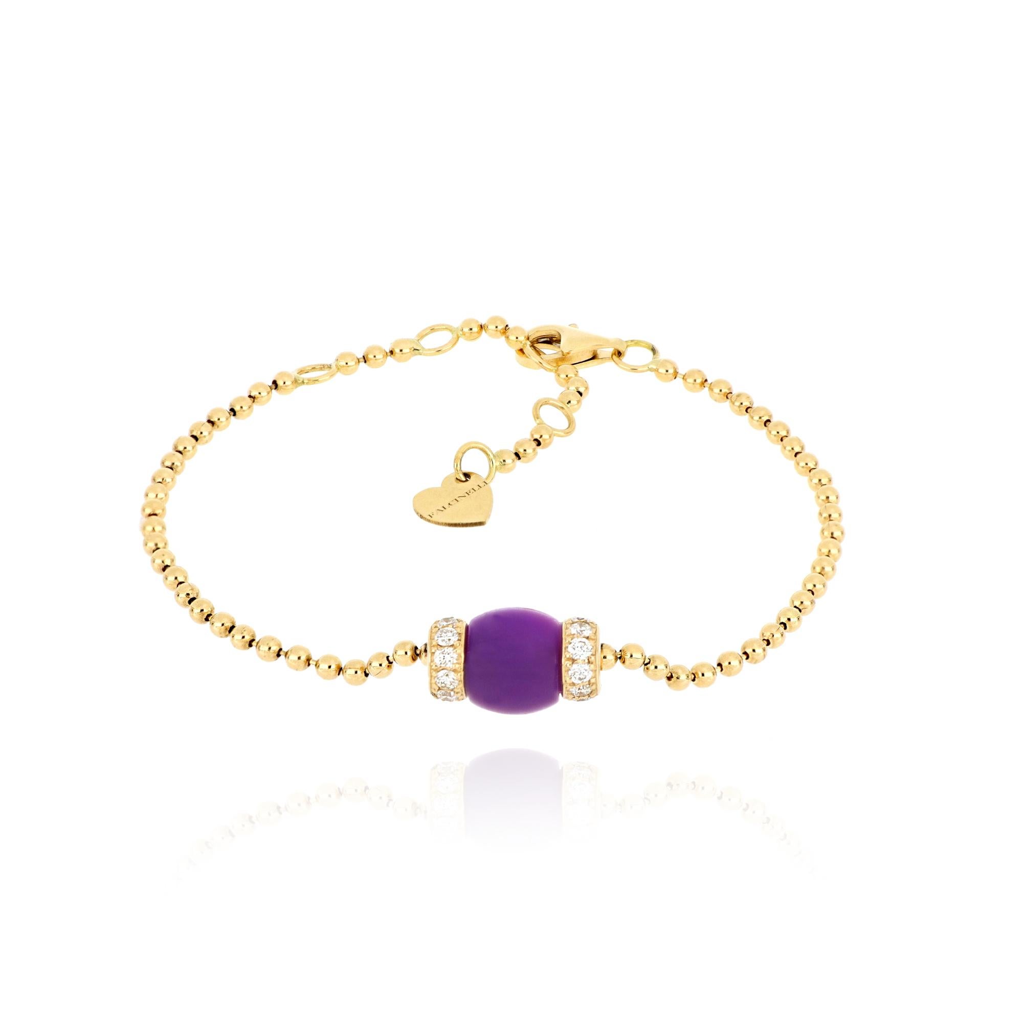 Cabochon Le Carrousel Bracelet Purple Jade and Diamonds For Sale