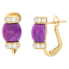 Le Carrousel Lobe Earrings Purple Jade and Diamonds
