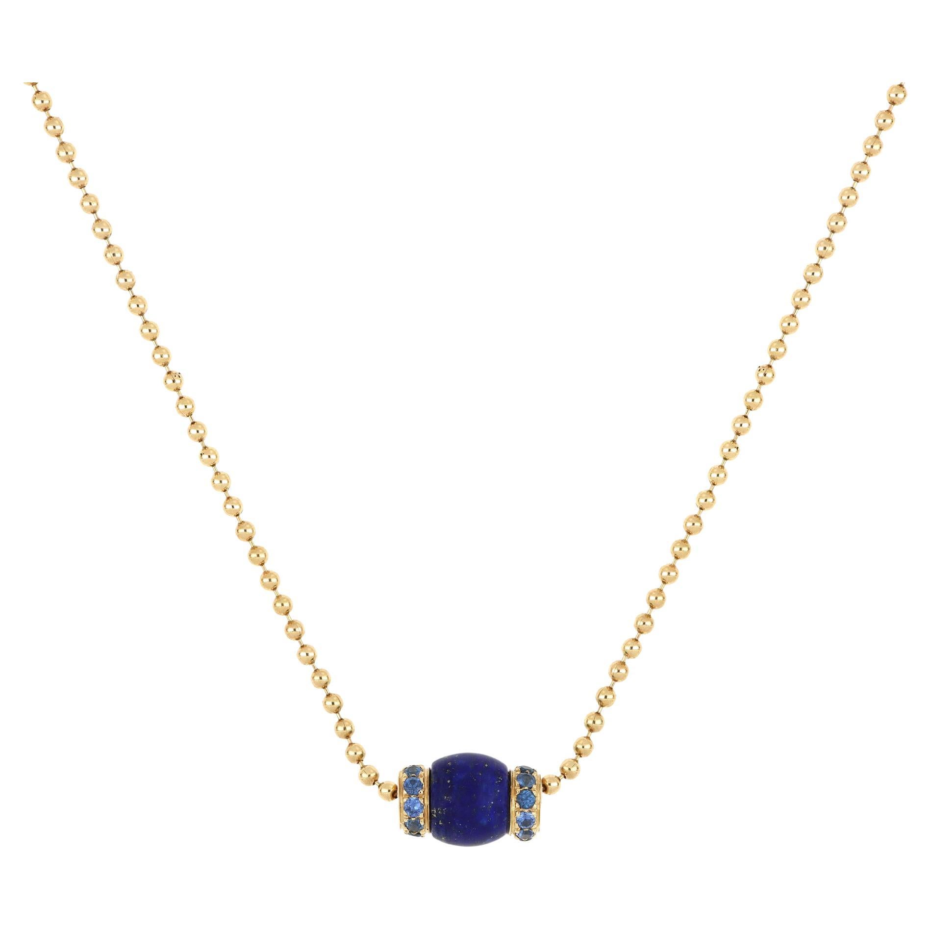 Le Carrousel Necklace Lapis lazuli and Light Blue Sapphires For Sale