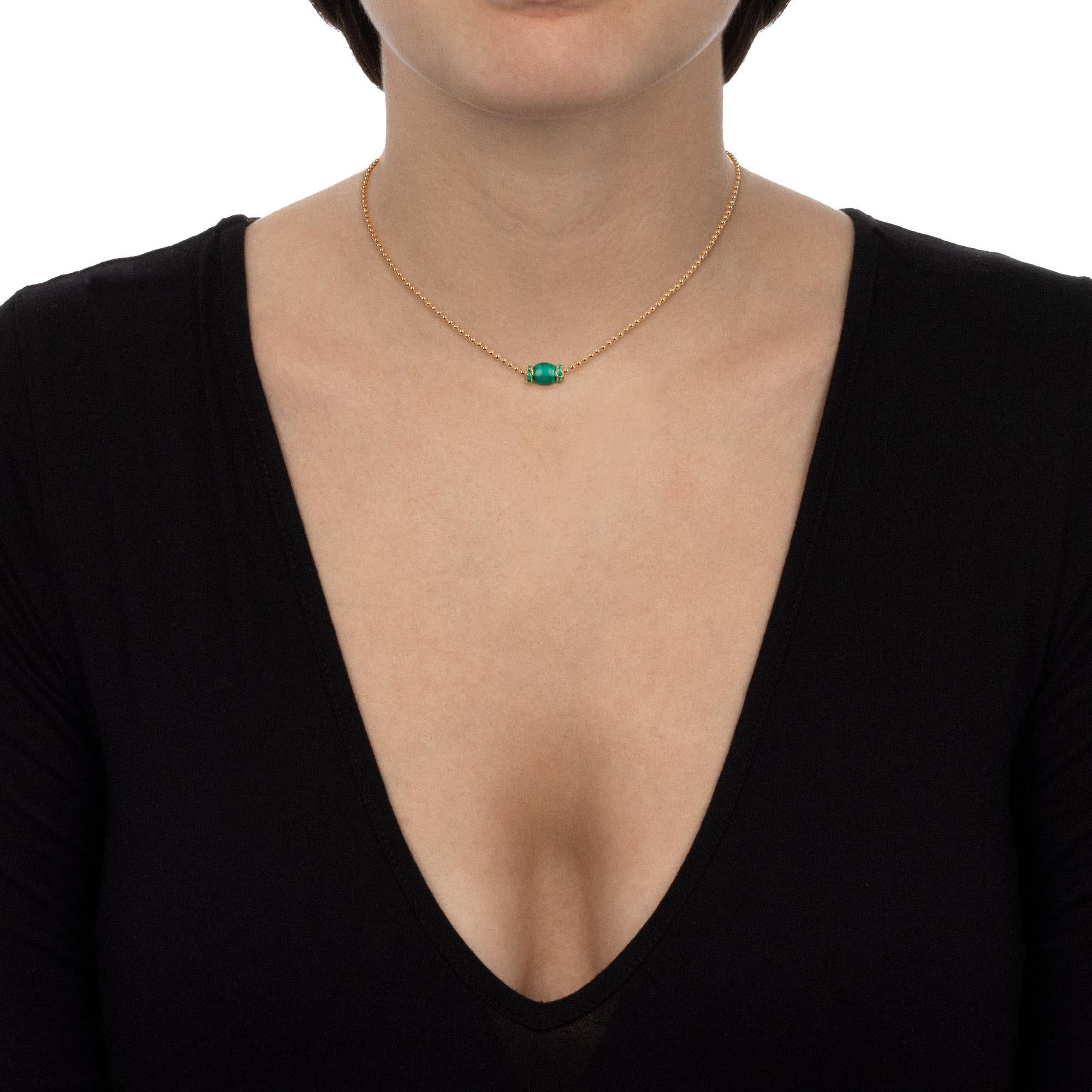 Contemporary Le Carrousel Necklace Malachite and Emeralds For Sale