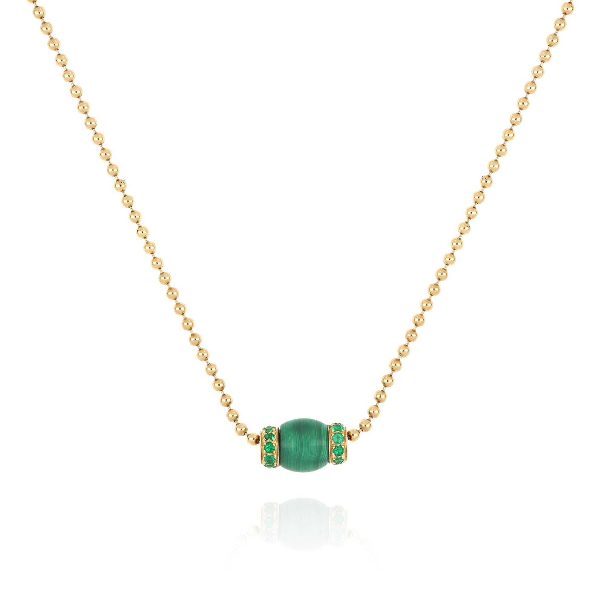 Round Cut Le Carrousel Necklace Malachite and Emeralds For Sale