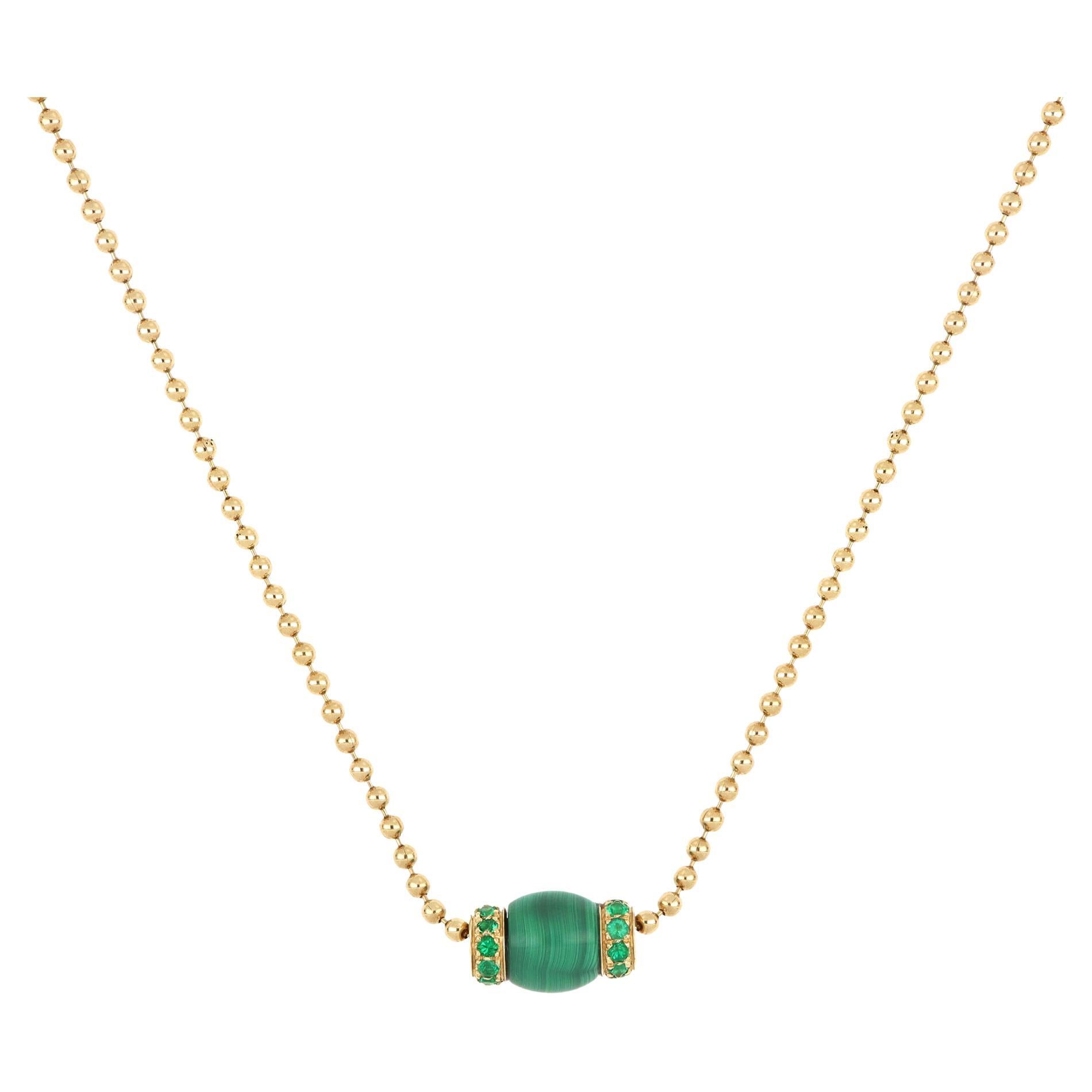 Le Carrousel Necklace Malachite and Emeralds For Sale