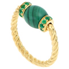 Le Carrousel Torchon Ring Malachite and Emeralds