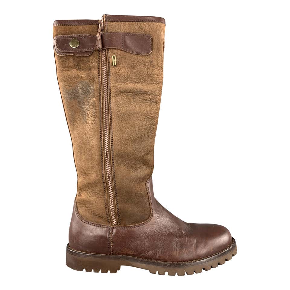 LE CHAMEAU Size 9.5 Brown Two Tone Leather Tall Work Boots at 1stDibs