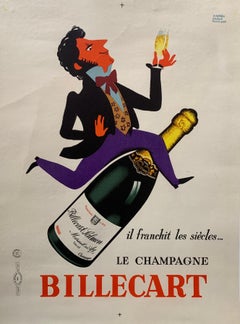 'Le Champagne BILLECART' Original Vintage Champagne Poster by H. Morvan, C. 1950