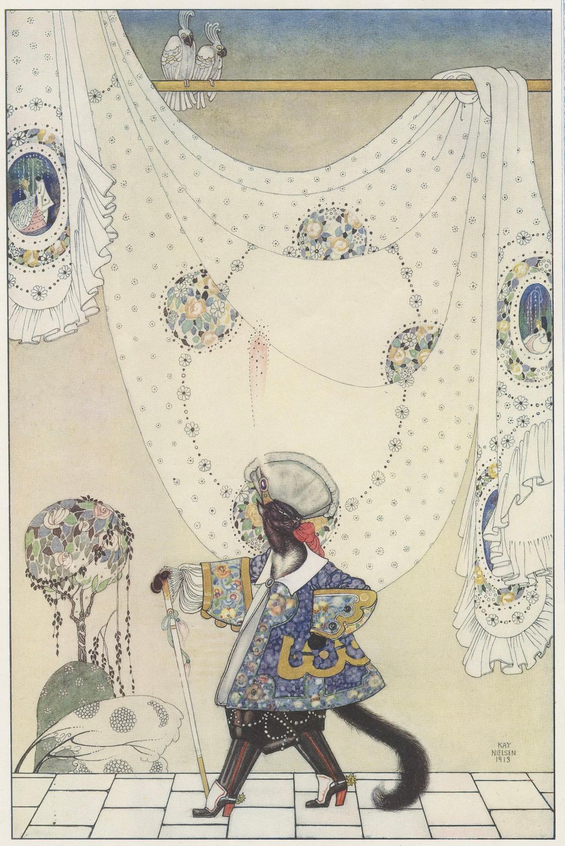Le Chat Botté: Kay Nielsens üppige Art-déco-Märchenillustration, 1913 im Angebot 2