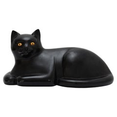 Mid Century François-Xavier Lalanne's 'Le Chat' Black Cat Sculpture Marble