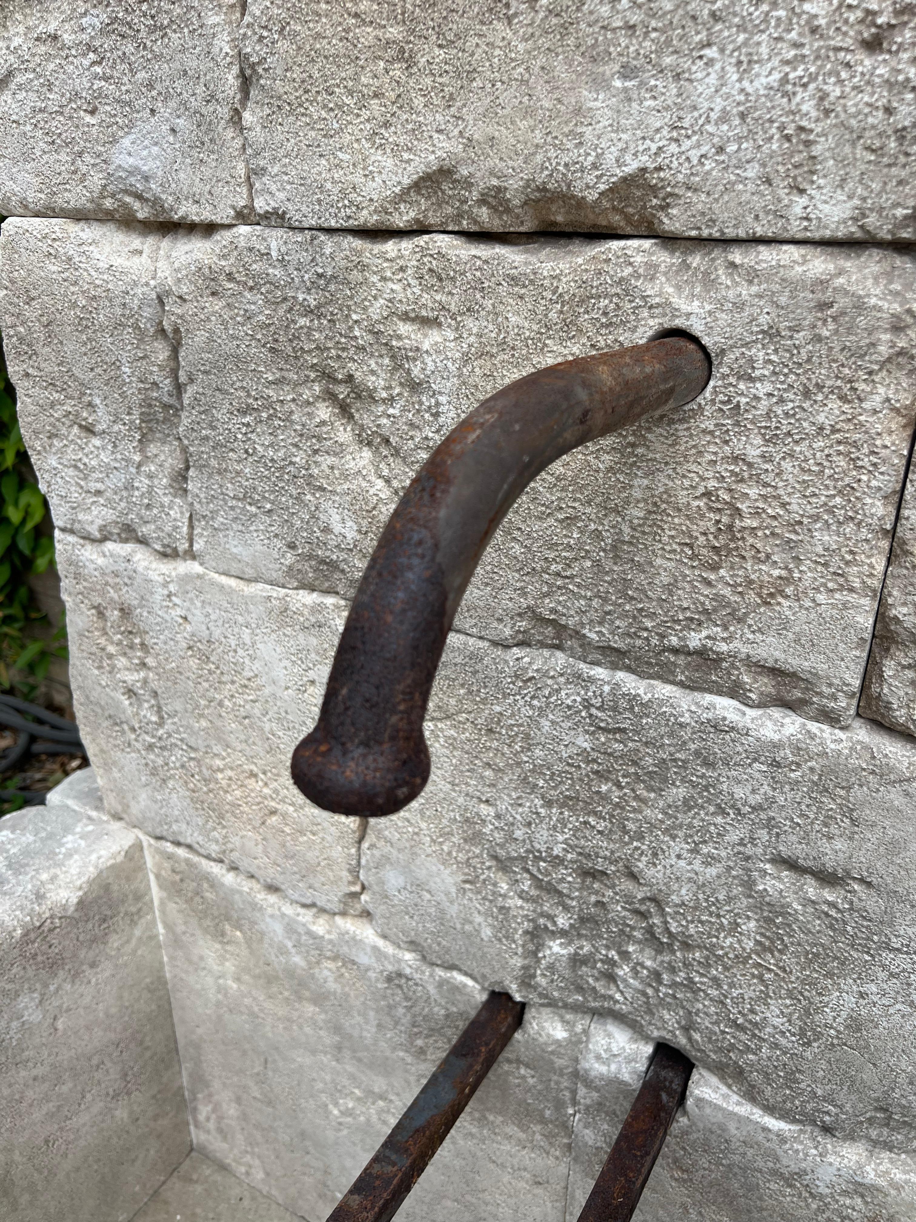 Metal Le Chaux Hand Carved and Distressed Limestone Block Fountain, South of France For Sale