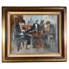 "Le Concert" - Pittura ad olio a tema musicale di Philippe Ancellin (1922-2010), Signe