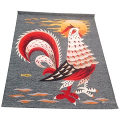 Vintage "Le coq au soleil" by Michèle Ray, signed and numbered tapestry
