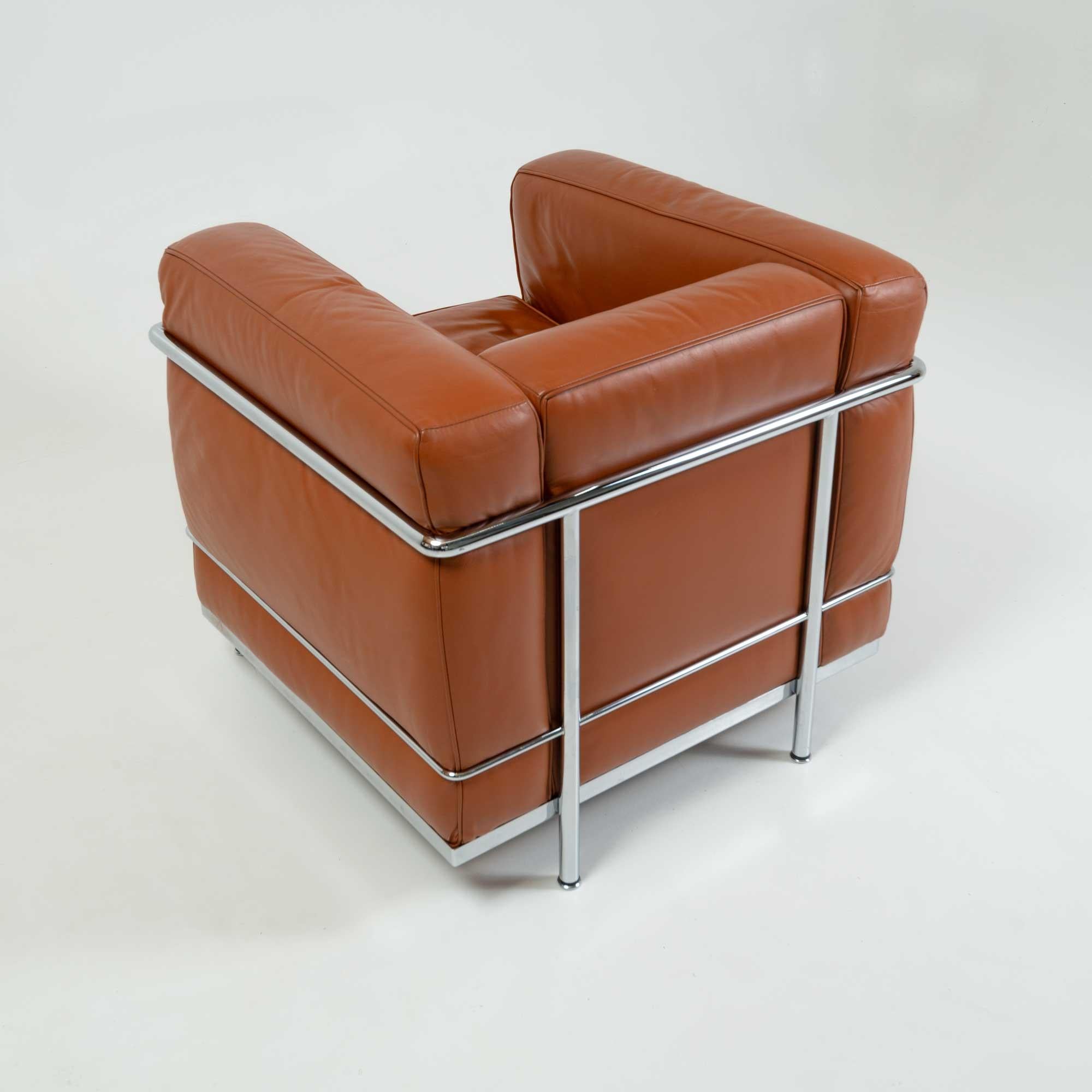 Le Corbusier Cassina LC2 Petite Modele Armchair in Original Tobacco Leather 1