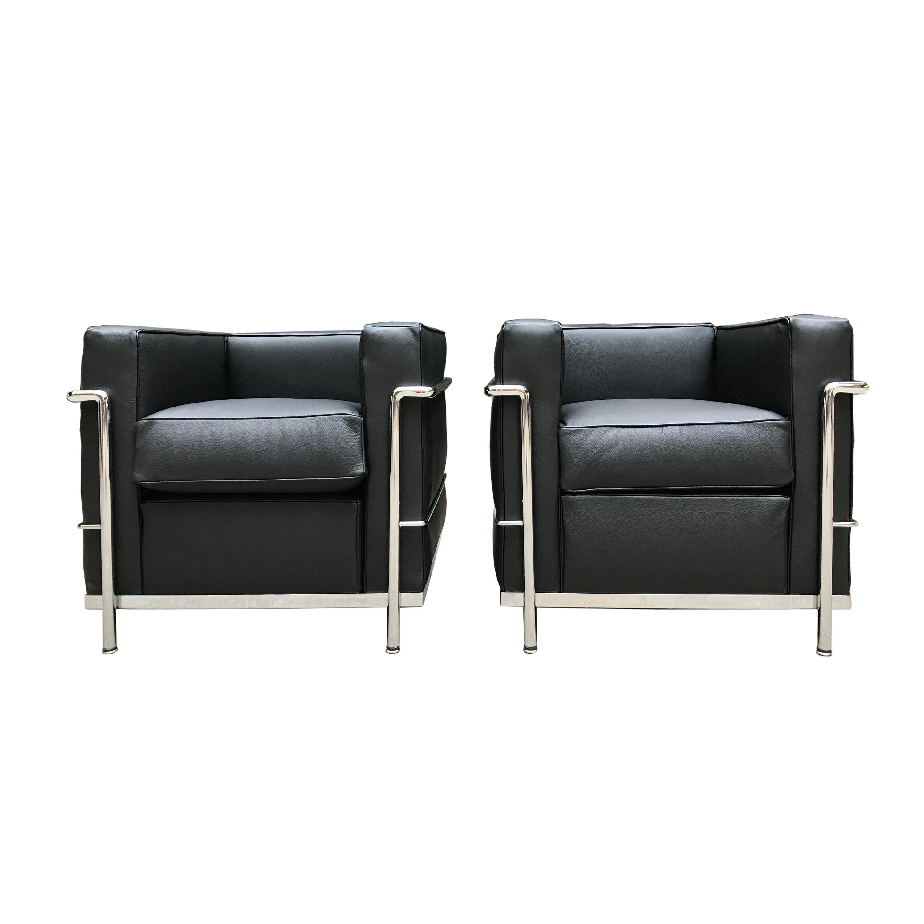 Le Corbusier/ Charlotte Perriand Pair of armchairs LC2
