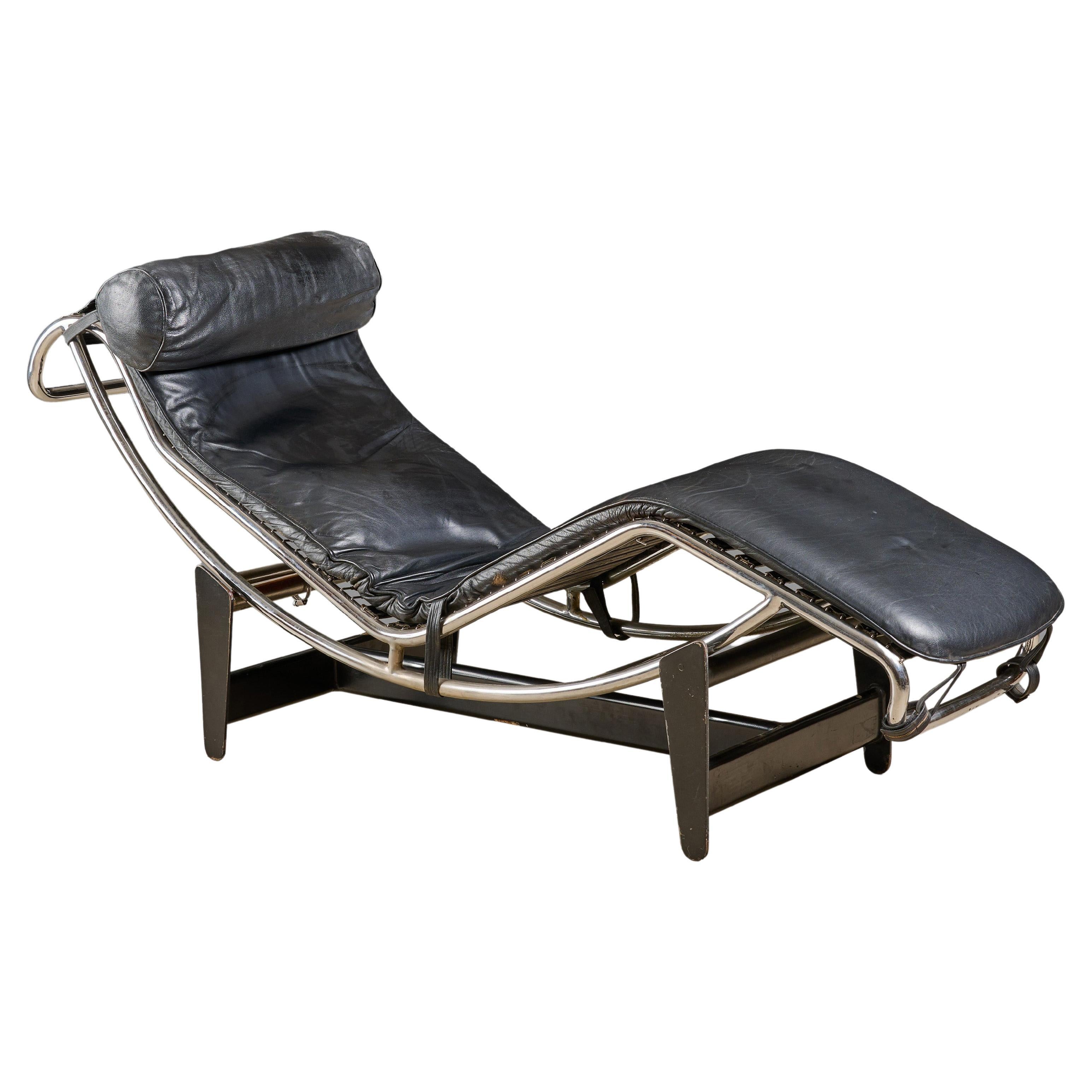 Fauteuil de salon Le Corbusier en chrome et cuir