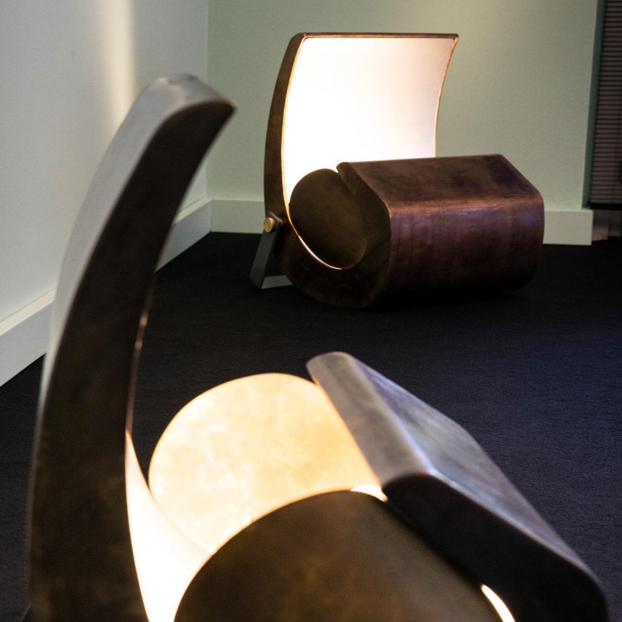 Contemporary Monumental Le Corbusier 'Escargot' Sculptural Cast Brass Floor Lamp for Nemo For Sale