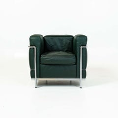 Le Corbusier for Cassina LC2 Petite Modele Armchair Midnight Green Leather