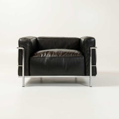Le Corbusier for Cassina LC3 Lounge Chairs in Black and Chrome Frame Early 1980s