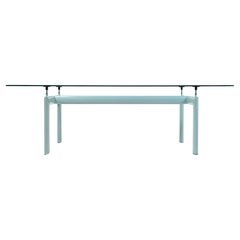 Le Corbusier for Cassina LC6 Table in Light Blue and Glass Top