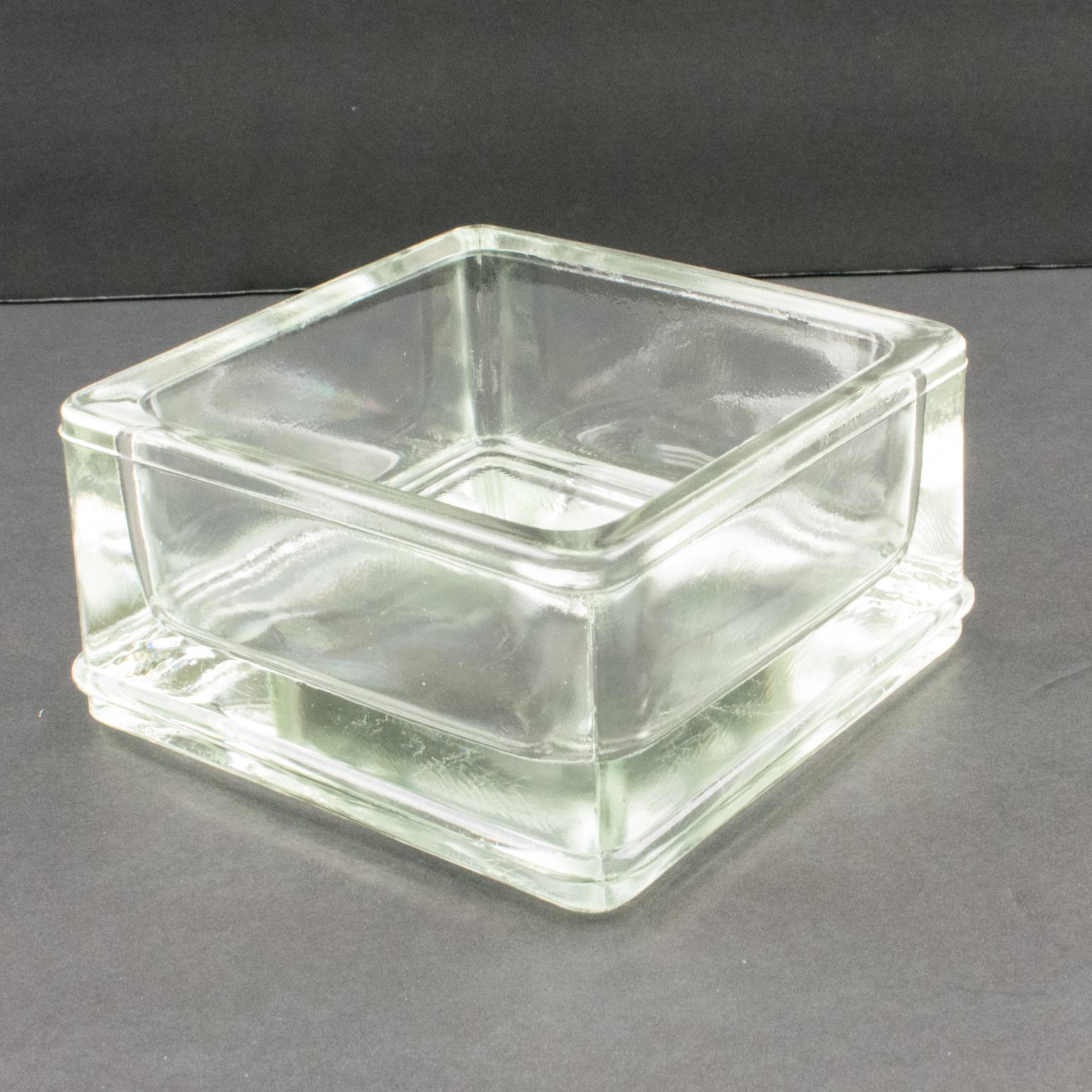 This 1950s industrial thick molded glass desktop accessory, designed by one of the most influential architects of the 20th century, Le Corbusier, is the perfect desk tidy, ashtray, or catchall. Manufactured by Lumax in France, this stylish and