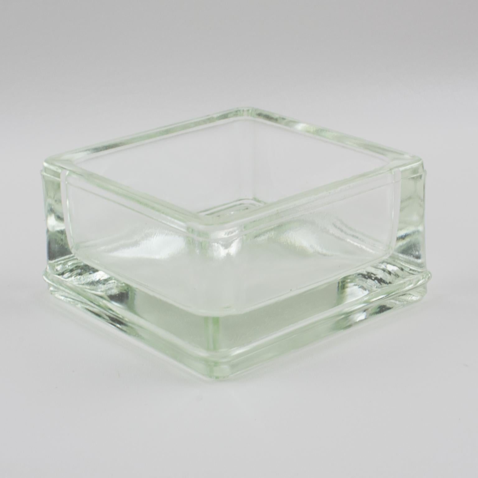Mid-Century Modern Le Corbusier for Lumax Modernist Glass Desk Tidy Catchall For Sale