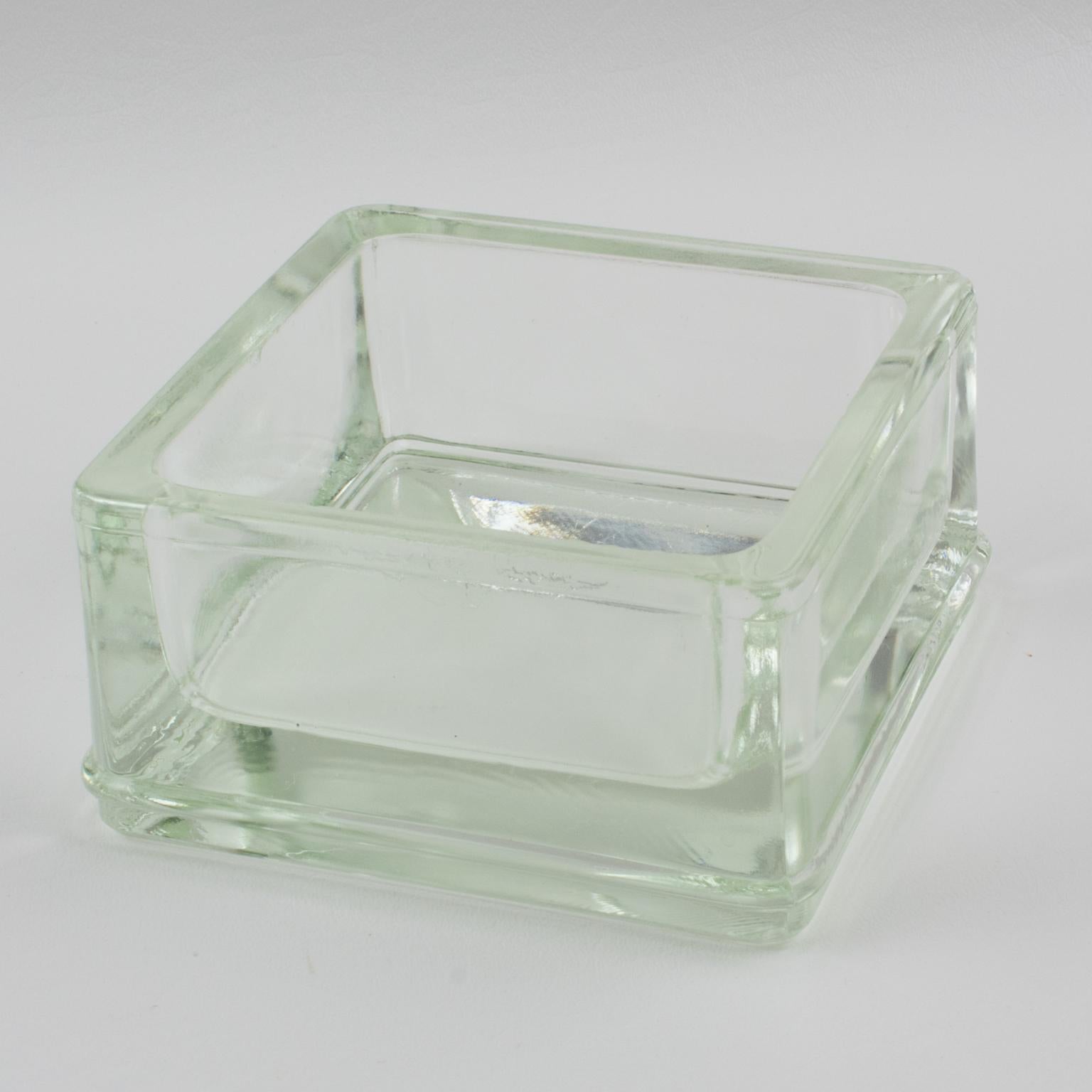 French Le Corbusier for Lumax Modernist Glass Desk Tidy Catchall For Sale