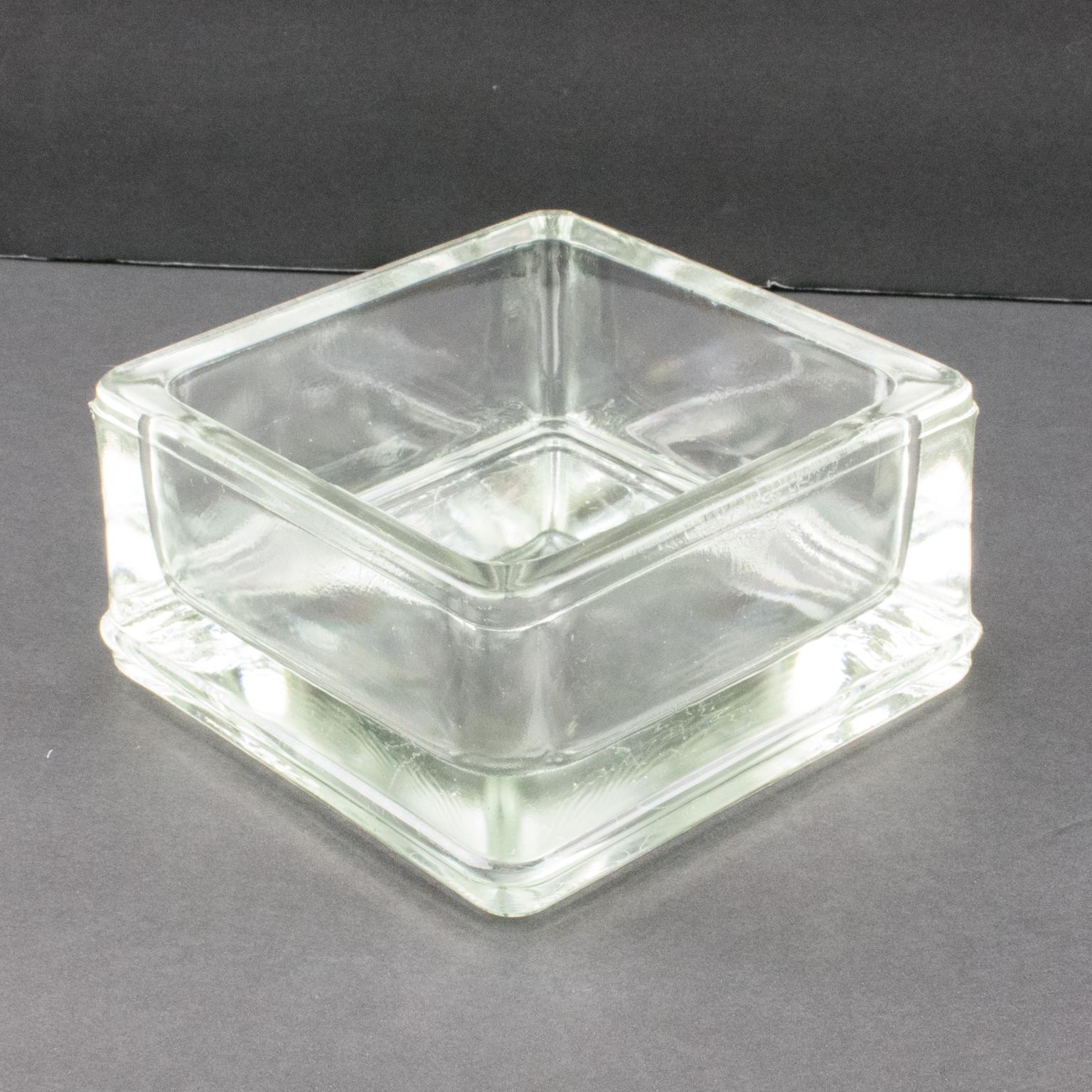French Le Corbusier for Lumax Molded Glass Desk Accessory Ashtray Catchall For Sale