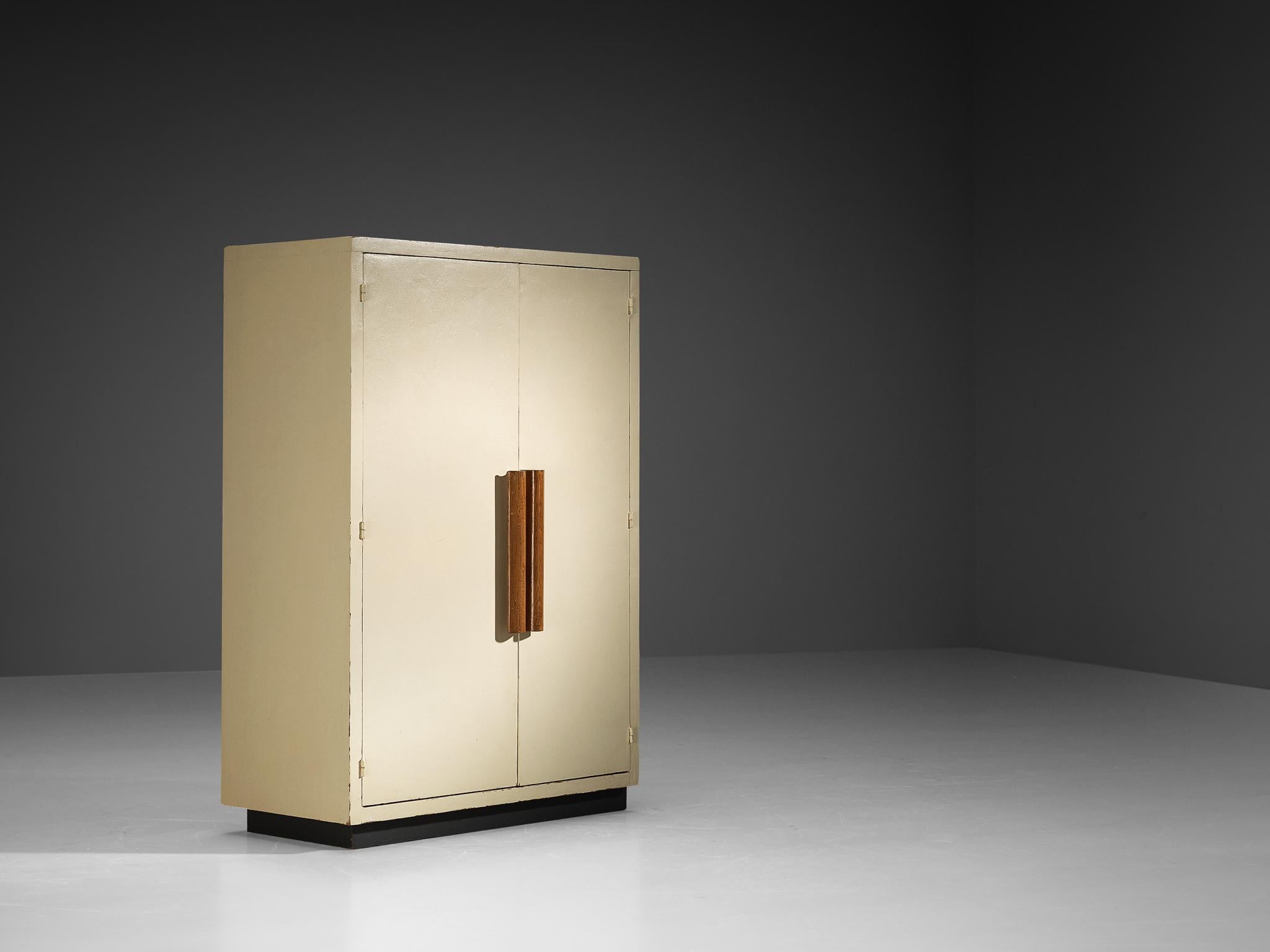 Le Corbusier and Atelier des Bâtisseurs (ATBAT) for Charles Barberis, Les Salines, Ajaccio, wardrobe, oak, lacquered wood, lacquered steel, France, 1949

The provenance of this wardrobe is notably intriguing, as it has been tailor-made for the Unité