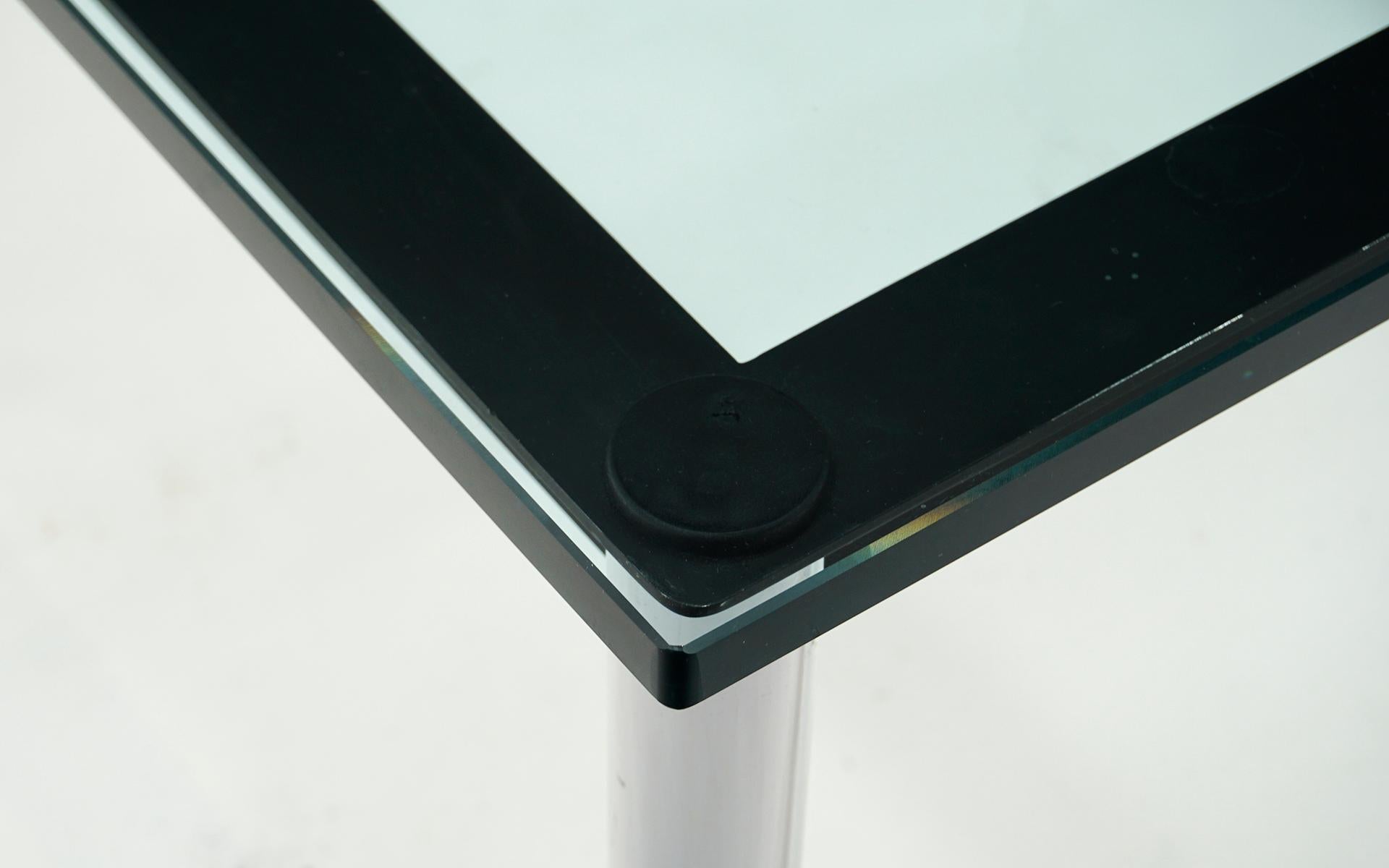 Steel Le Corbusier Glass and Chrome Coffee Table Model LC10-P Low Table