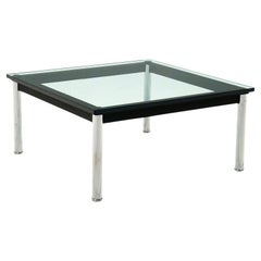 Le Corbusier Glass and Chrome Coffee Table Model LC10-P Low Table