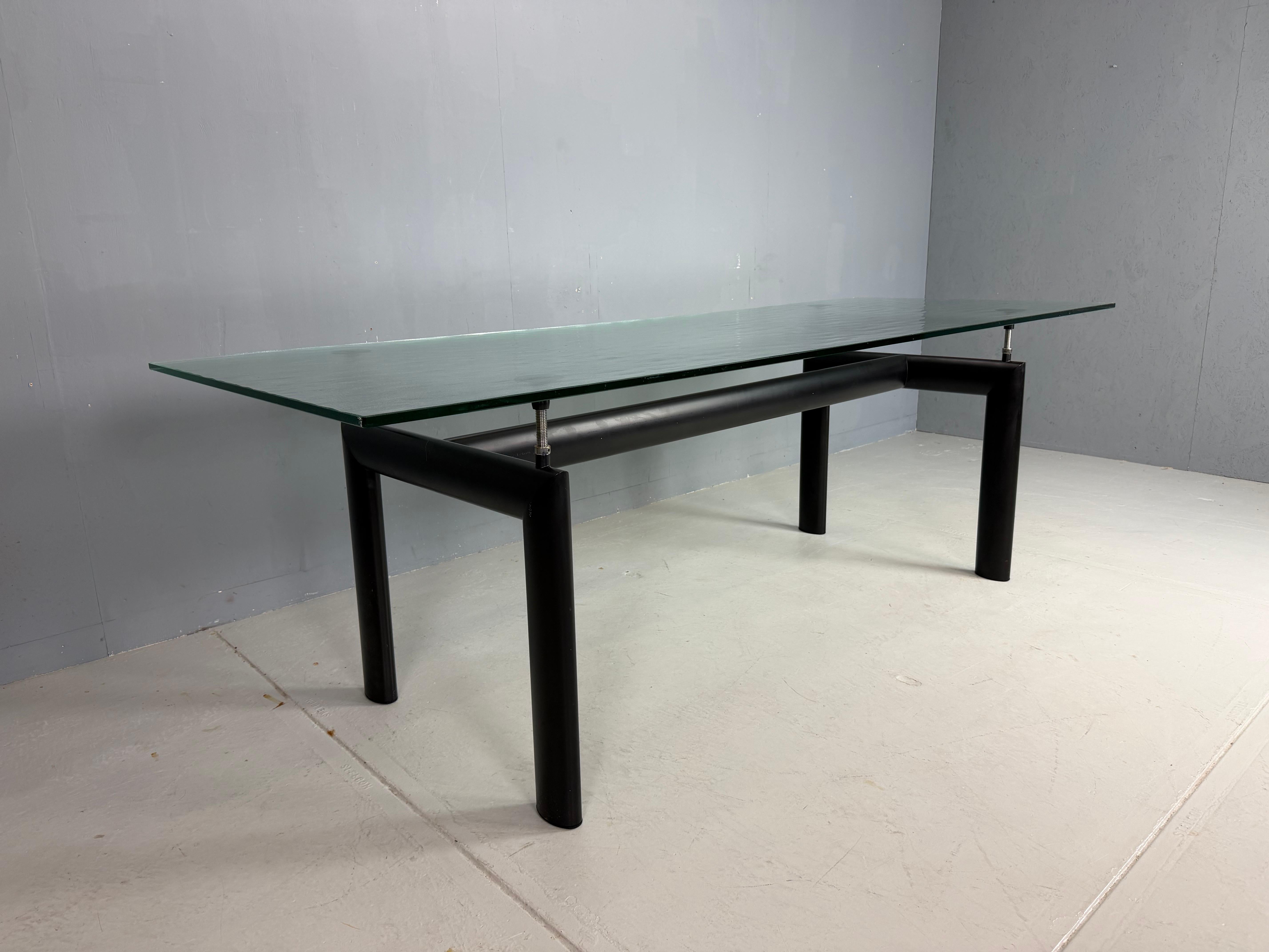 Italian Le Corbusier Glass Dinning Table ‘LC6’ For Cassina, 1970s Italy For Sale