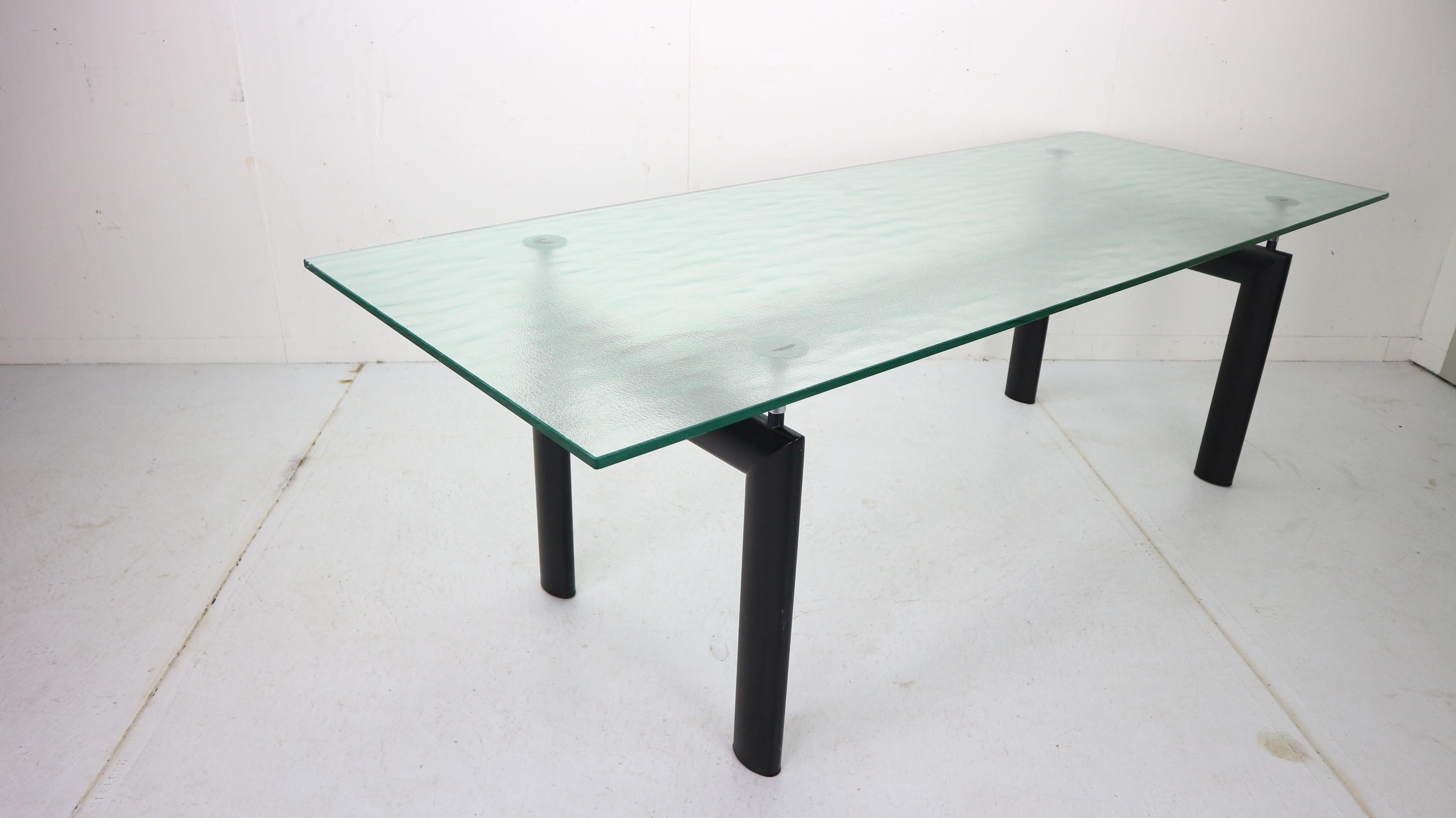 Italian Le Corbusier Glass Dinning Table ‘LC6’ For Cassina, 1970s Italy