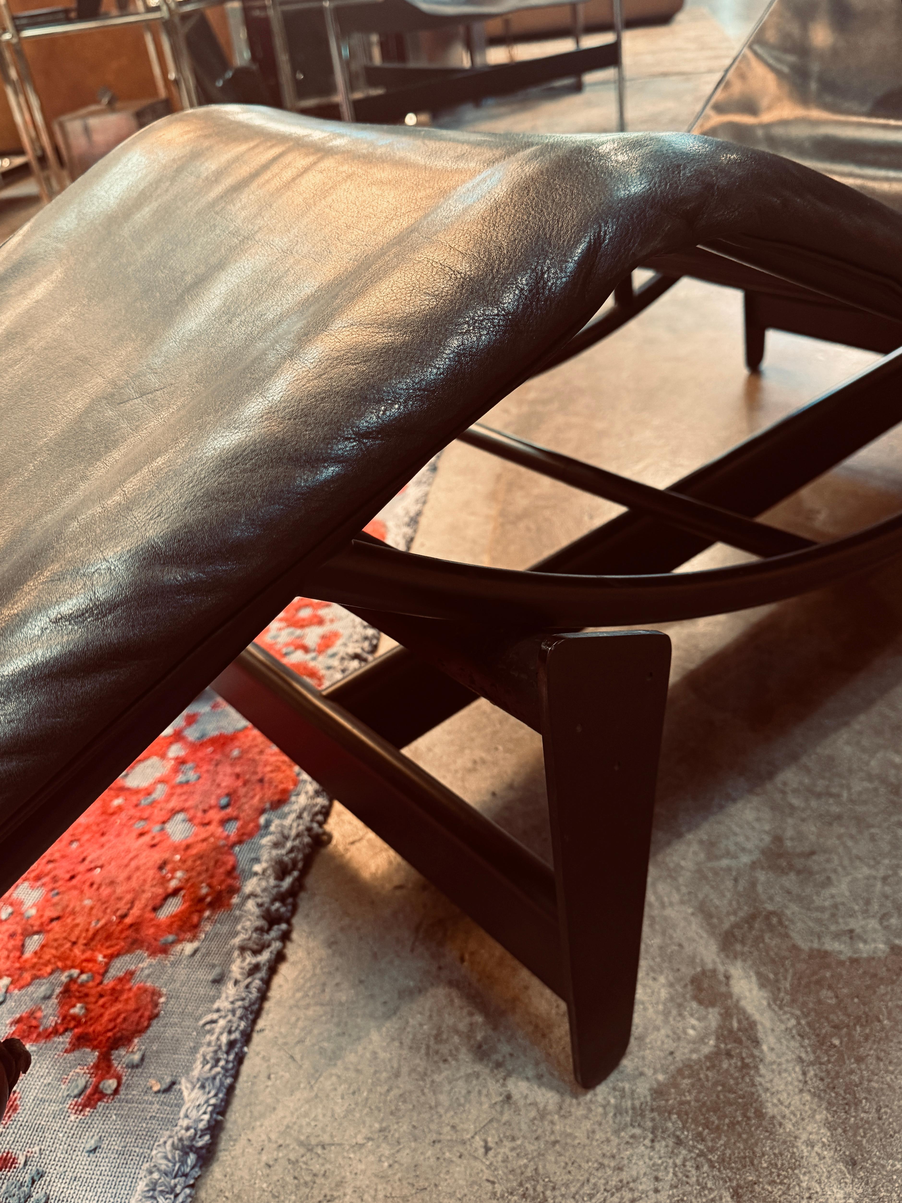 Le Corbusier, Jeanneret, Charlotte Perriand LC4 Noire Chaise Lounge by Cassina 4