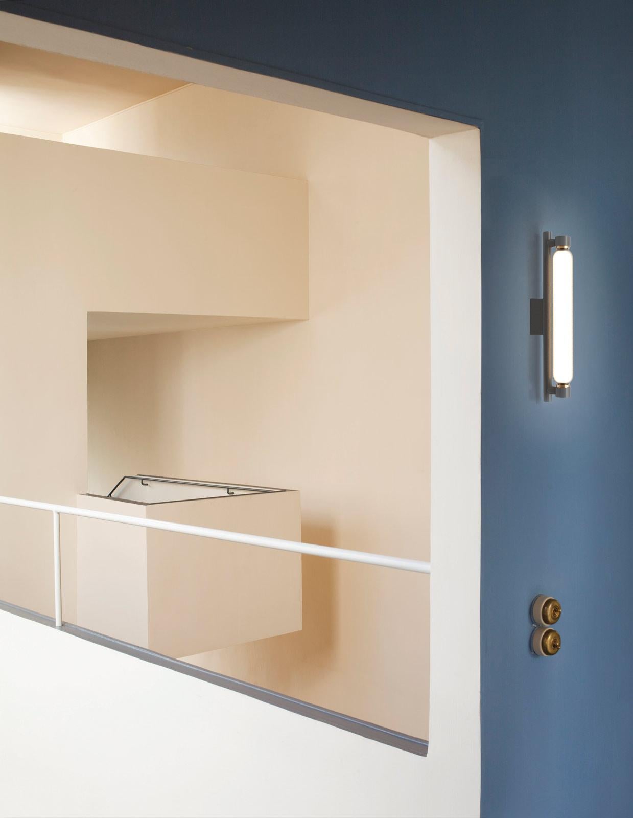 Italian Le Corbusier 'La Roche' Metal and Glass Wall Lamp for Nemo For Sale