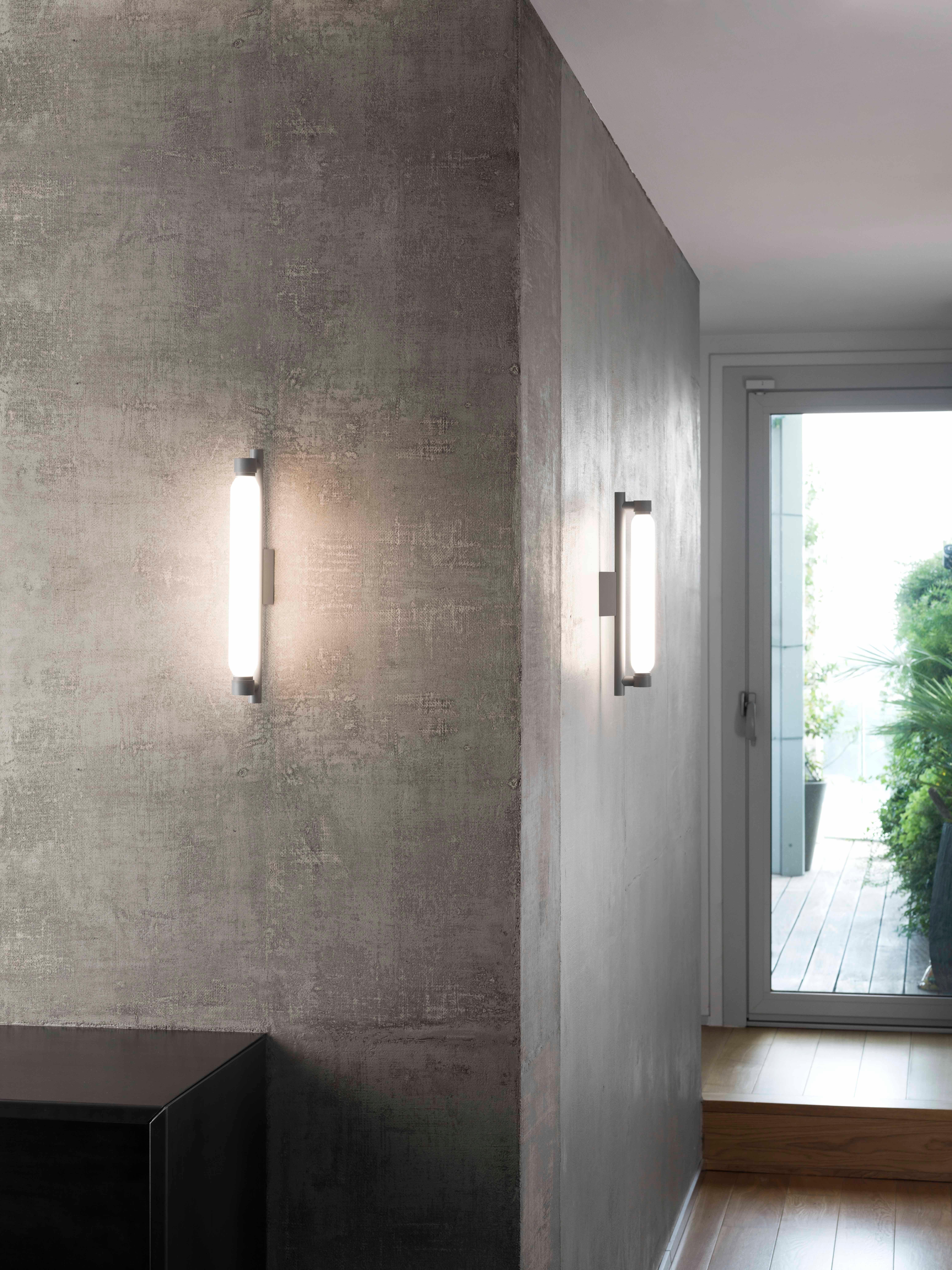 Le Corbusier 'La Roche' Metal and Glass Wall Lamp for Nemo In New Condition For Sale In Glendale, CA