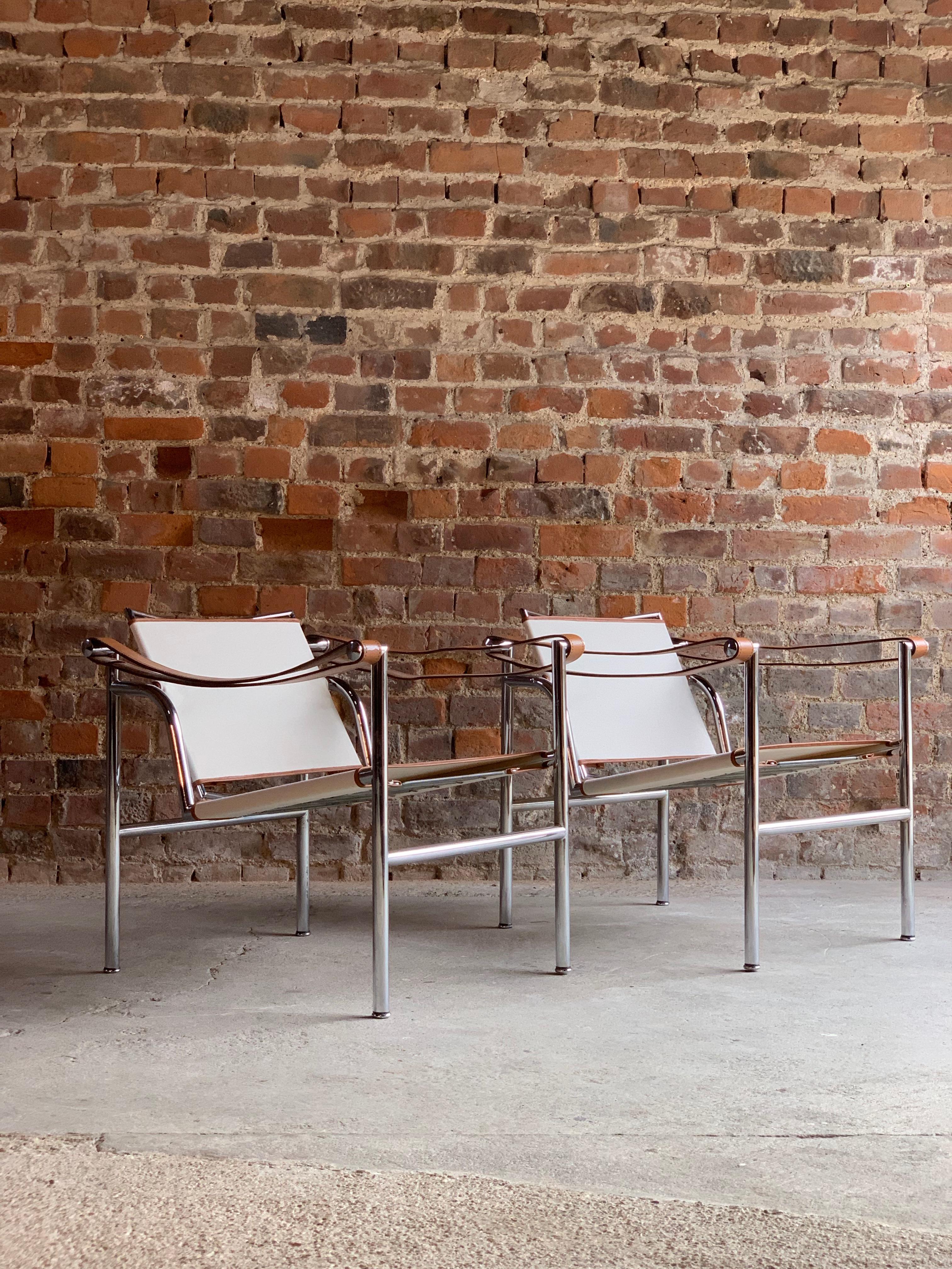 Italian Le Corbusier LC1 Armchairs by Pierre Jeanneret, and Charlotte Perriand Cassina