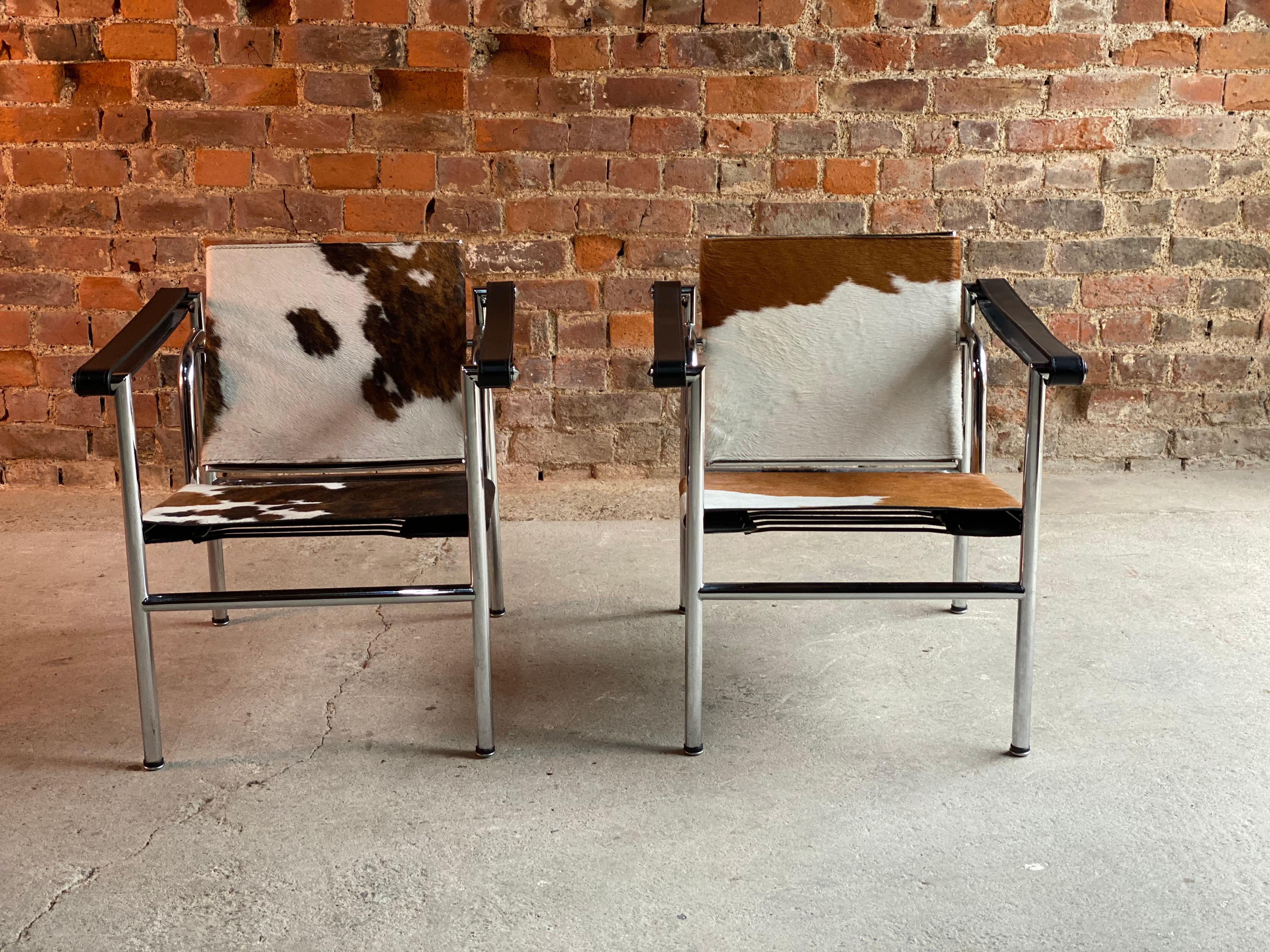 Italian  Le Corbusier LC1 Basculant Chairs by Charlotte Perriand and Pierre Jeanneret